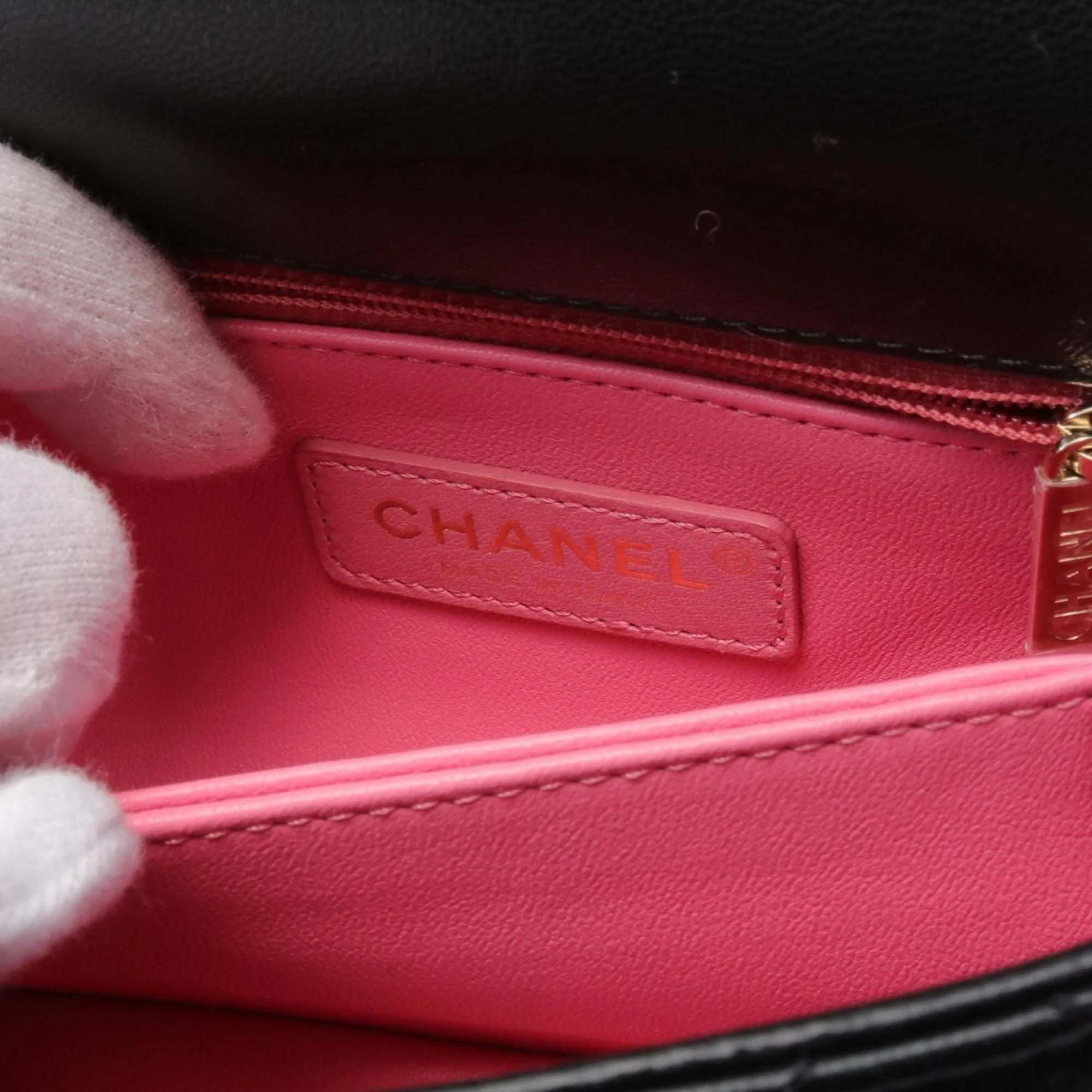 Chanel Black Multicolor Leather Coco Handle XXS Top Handle Bag 