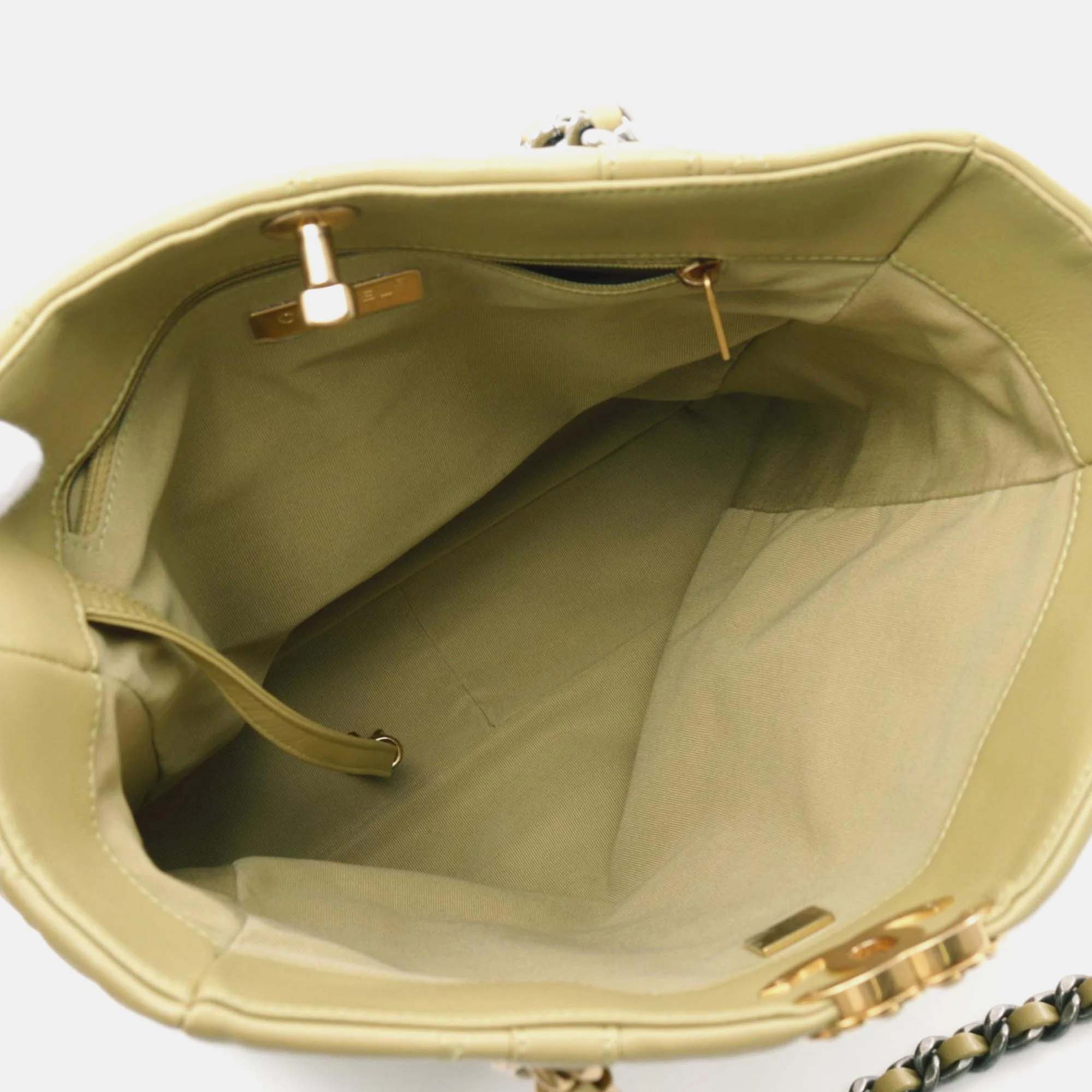 Chanel Beige Lambskin Leather 19 Shoulder Bag 