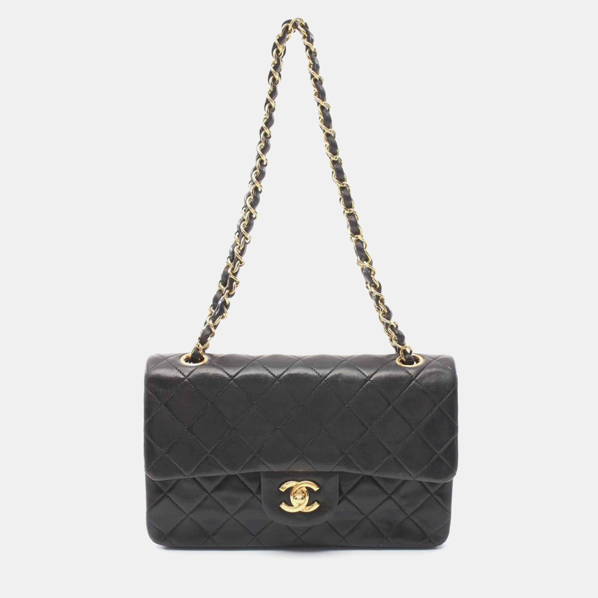 

Chanel Black Lambskin Leather Classic Double Flap Shoulder Bag