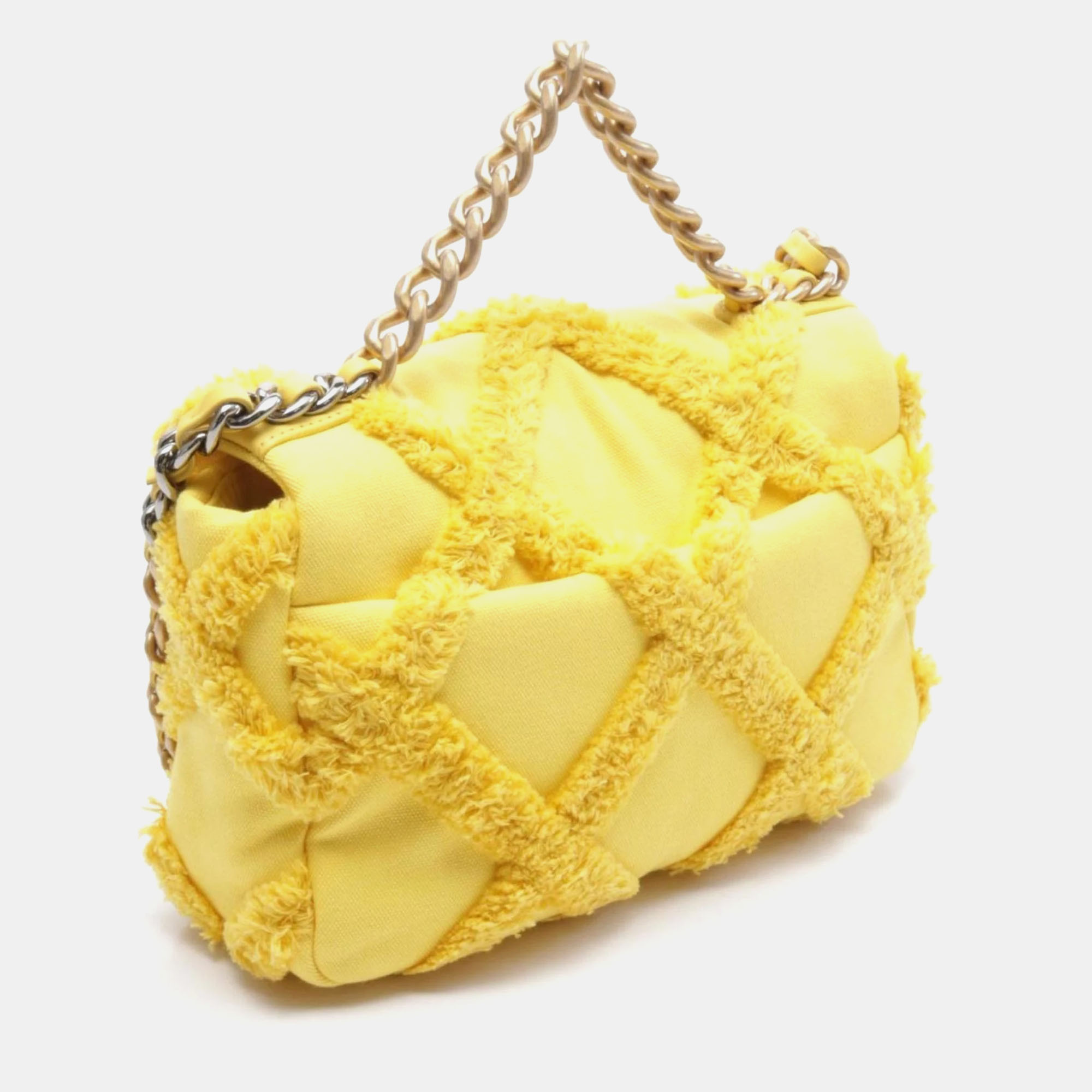 Chanel Yellow Canvas 19 Shoulder Bag 