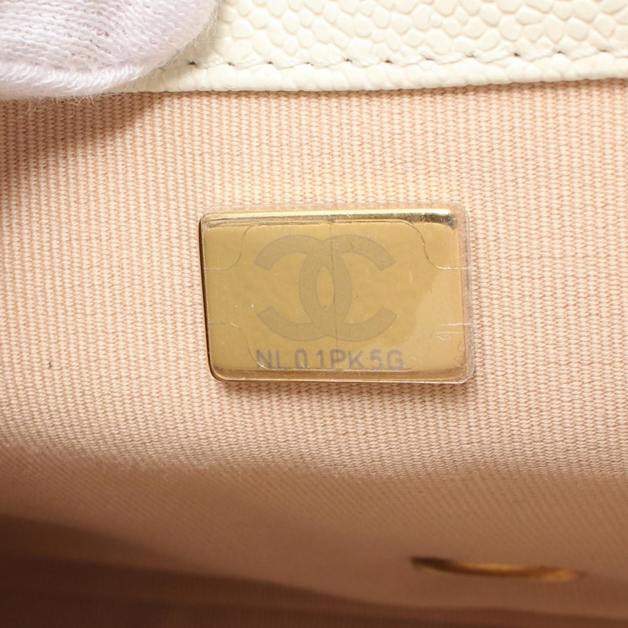 Chanel White Caviar Leather Shoulder Bag 