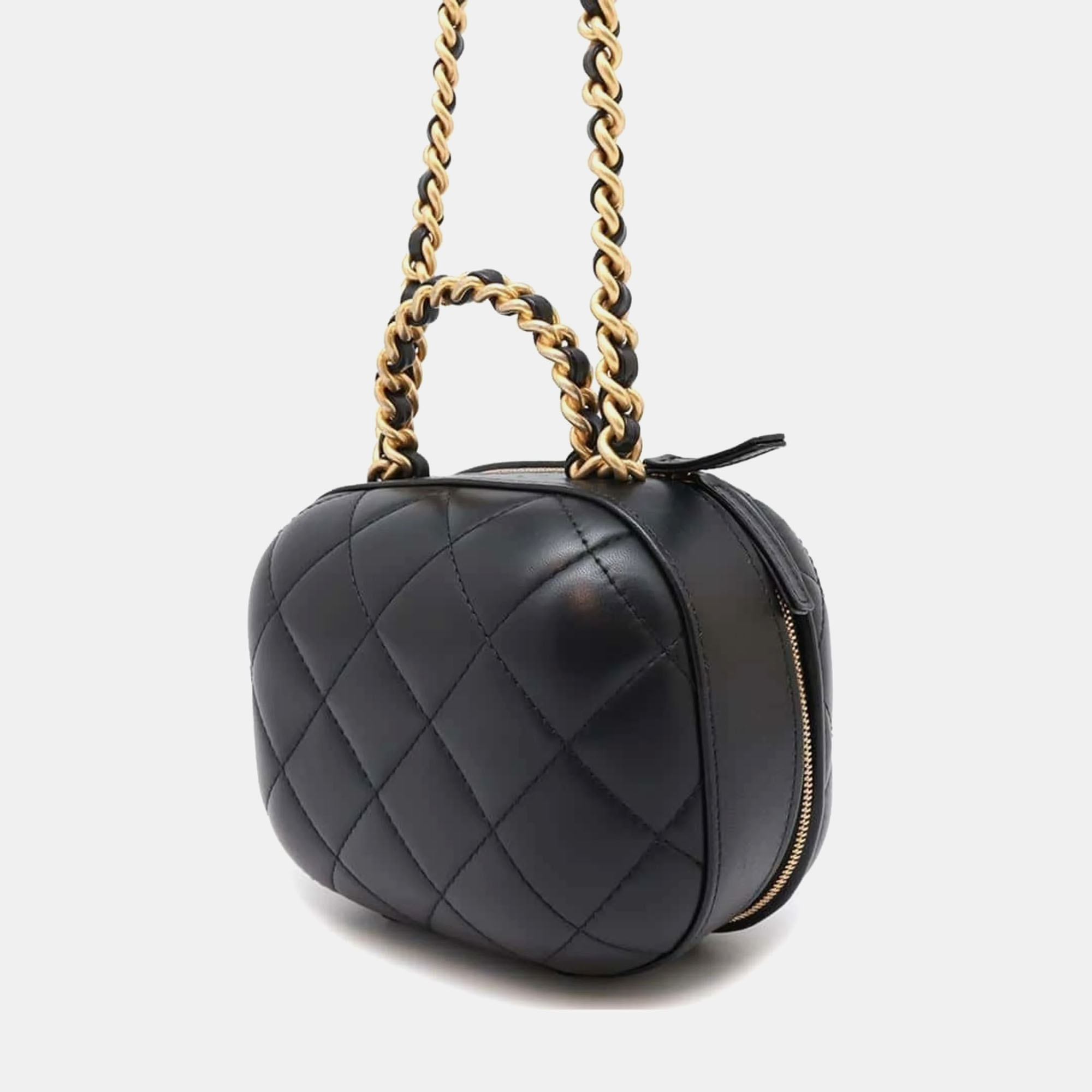 Chanel Black Lambskin Leather Vanity Chain Shoulder Bag 