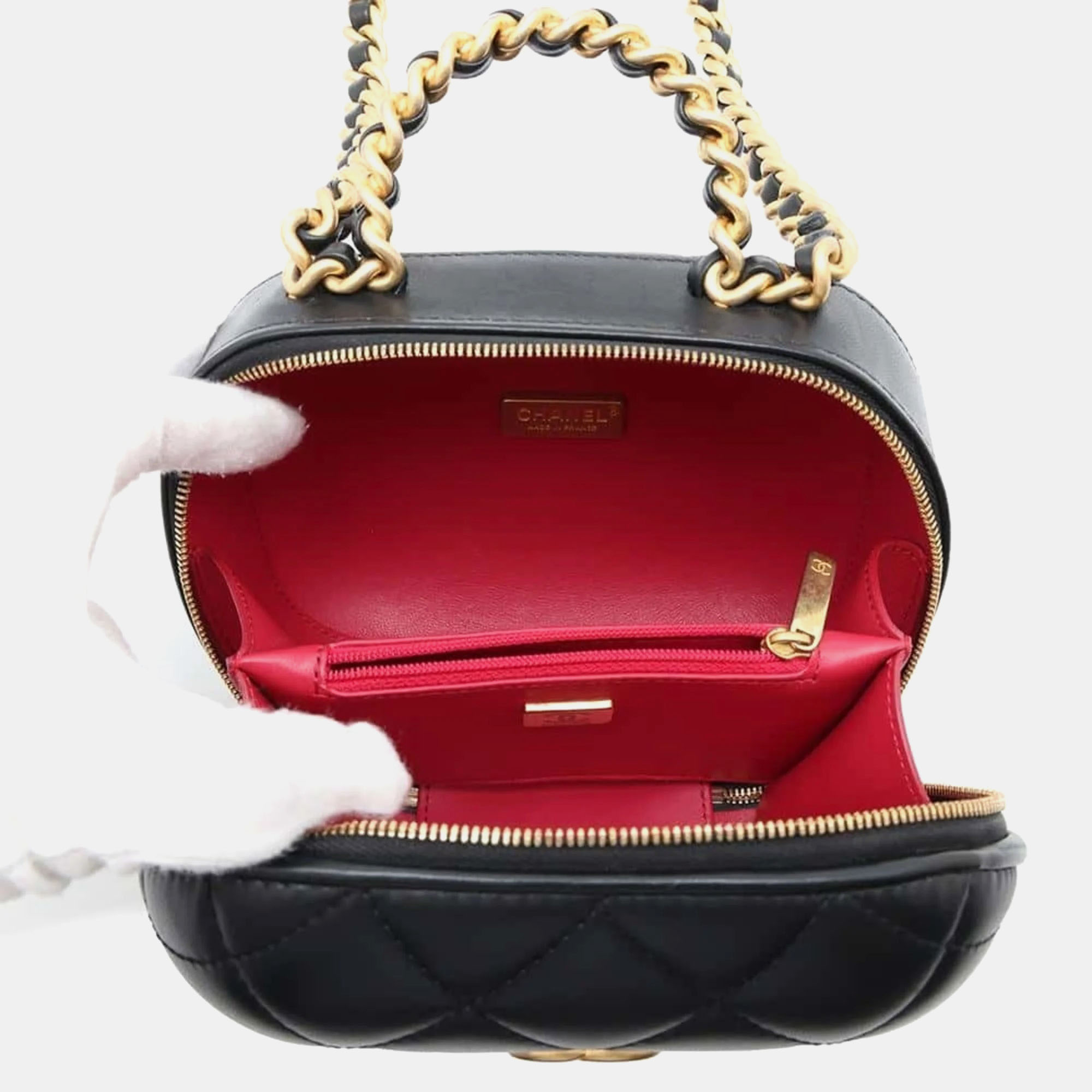 Chanel Black Lambskin Leather Vanity Chain Shoulder Bag 