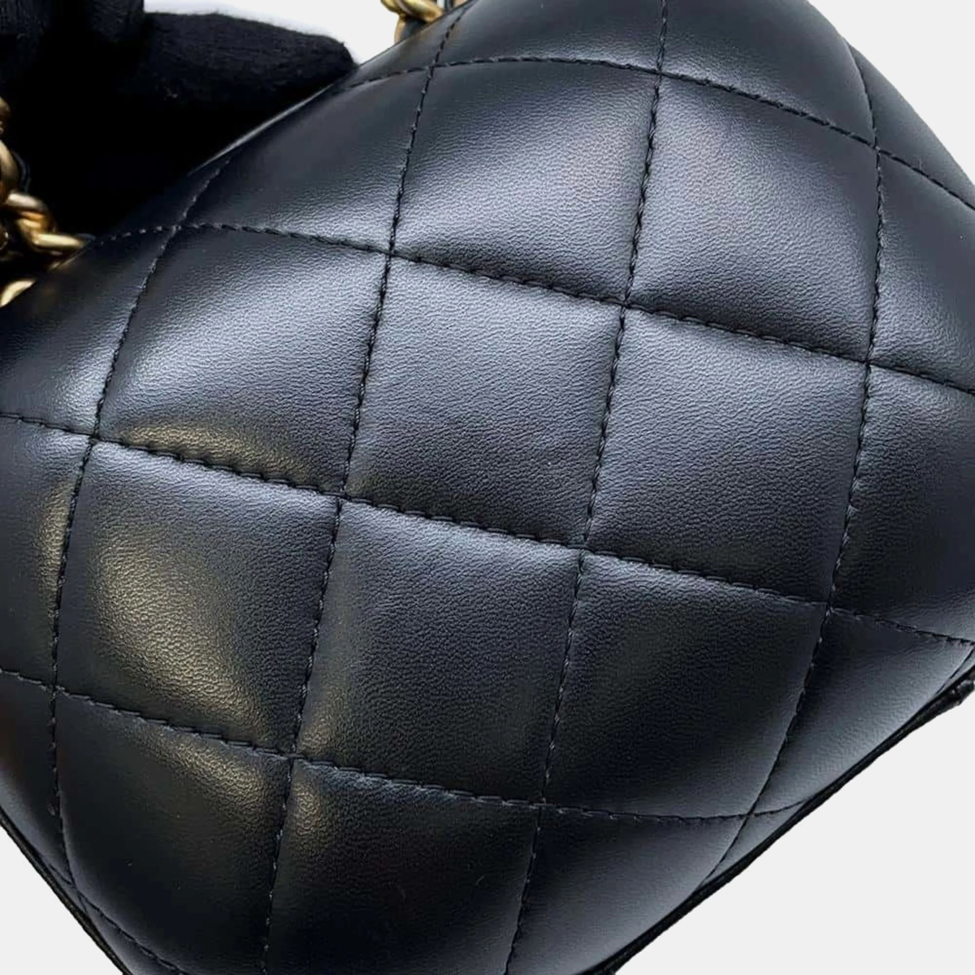 Chanel Black Lambskin Leather Vanity Chain Shoulder Bag 