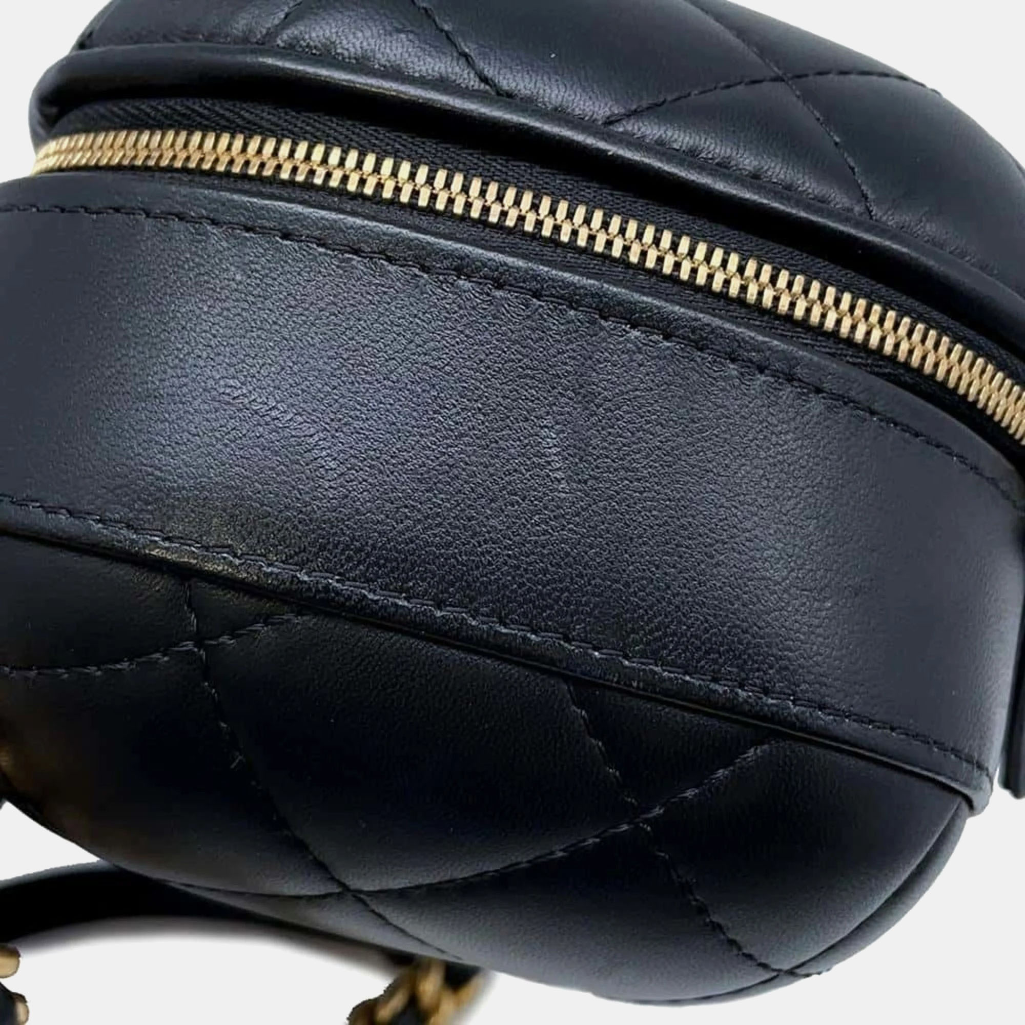 Chanel Black Lambskin Leather Vanity Chain Shoulder Bag 