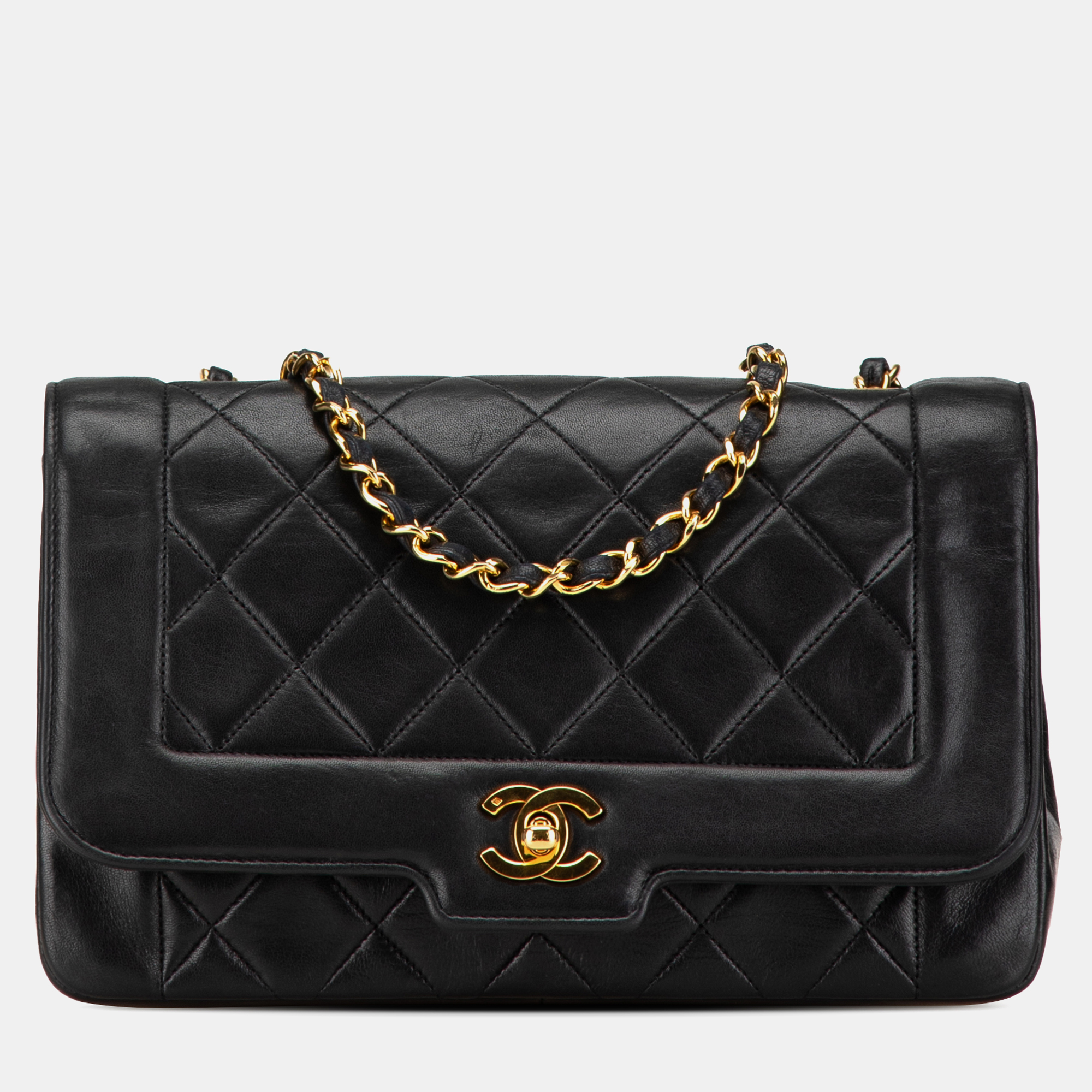 

Chanel Black Medium Lambskin Border Single Flap Bag