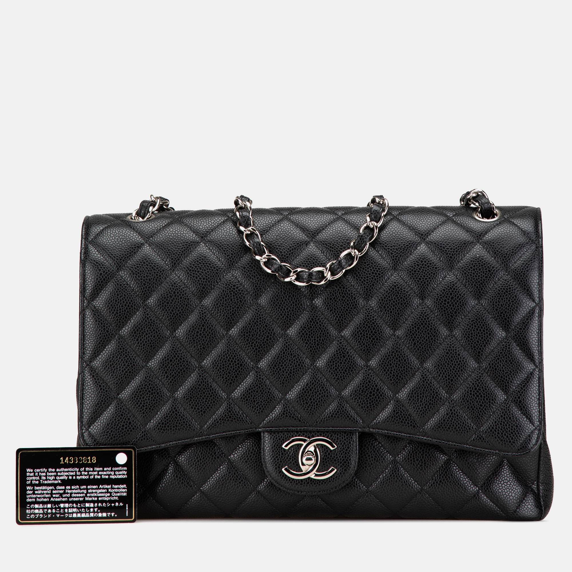 Chanel Black Caviar Maxi Classic Double Flap Bag 