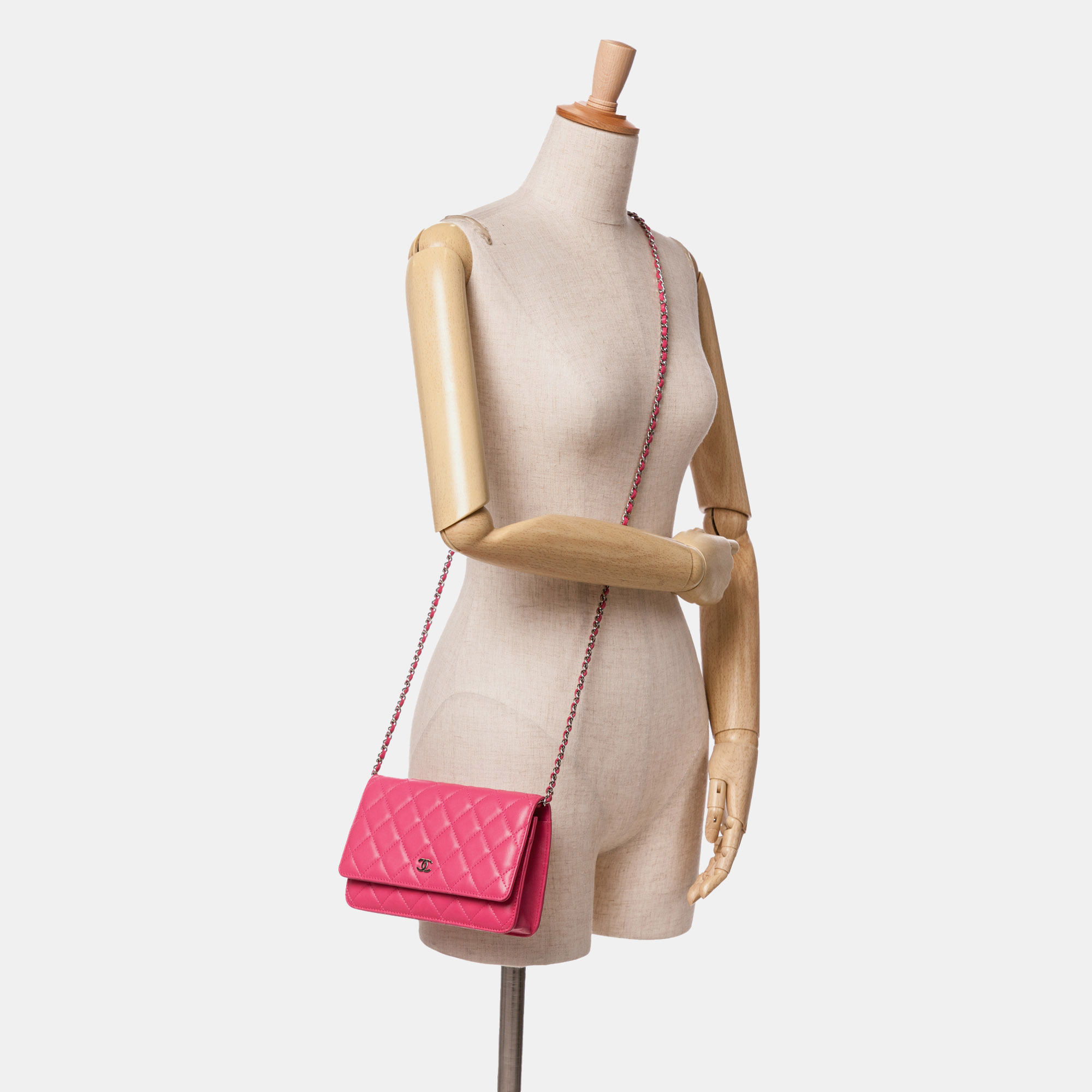 Chanel Pink Classic Lambskin Wallet on Chain 