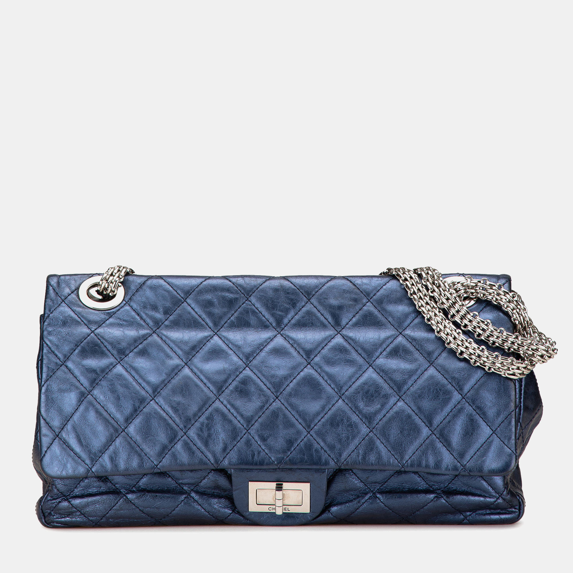 

Chanel Blue Reissue 2.55 Aged Metallic Calfskin Flap 226