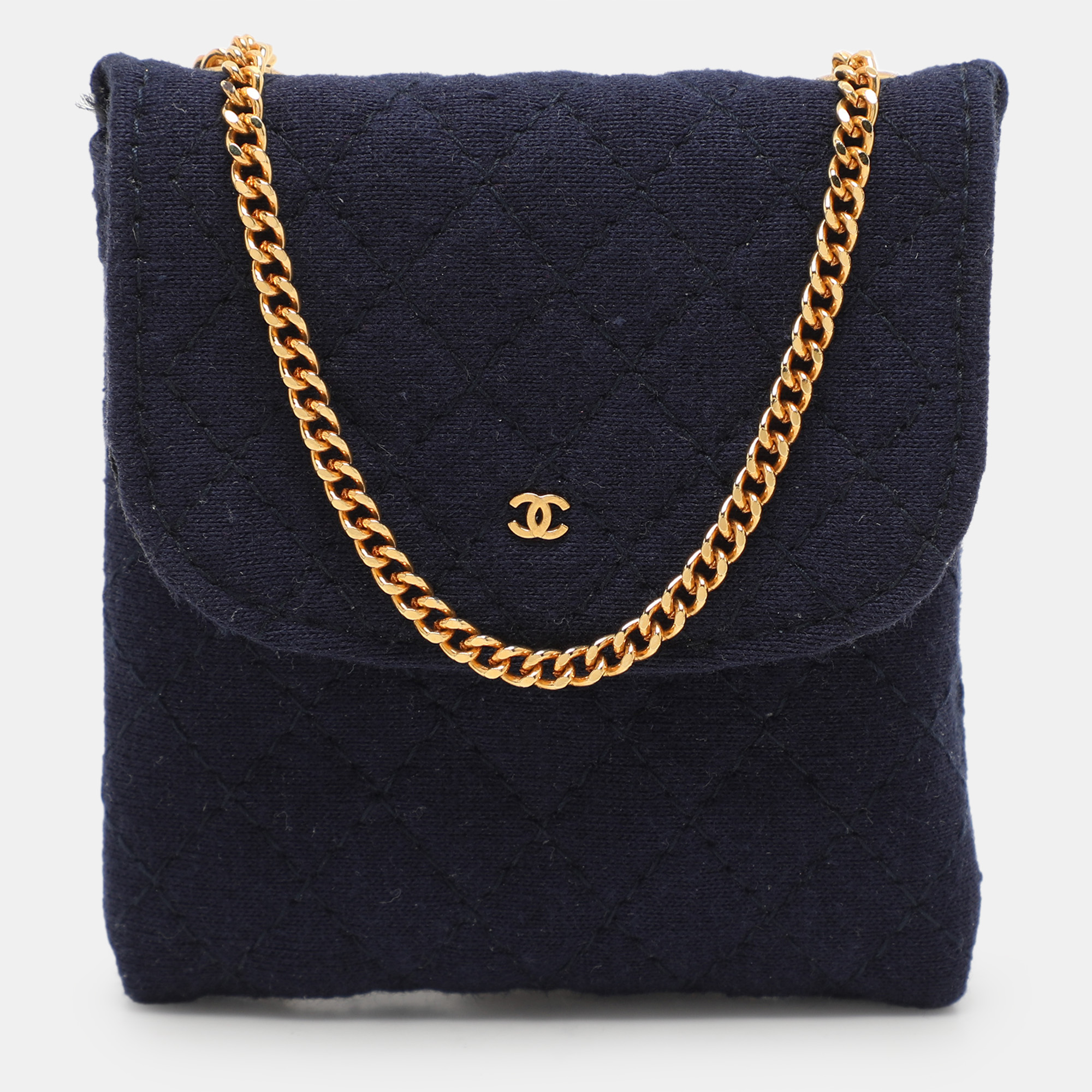 

Chanel Blue Quilted Jersey Chain Pouch