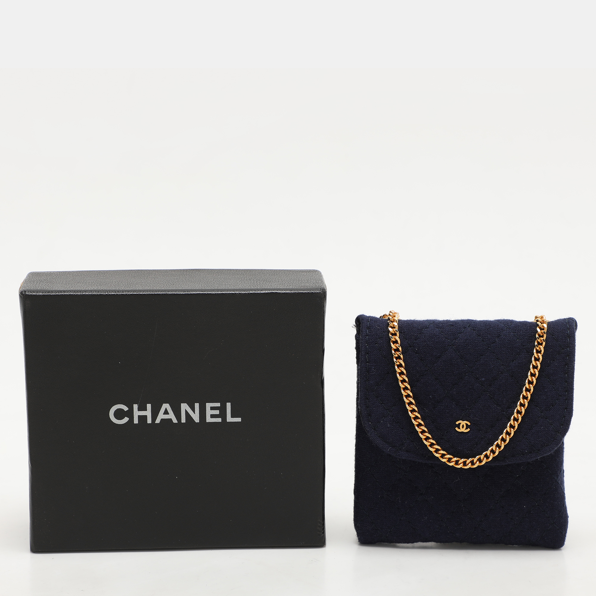 Chanel Blue Quilted Jersey Chain Pouch 