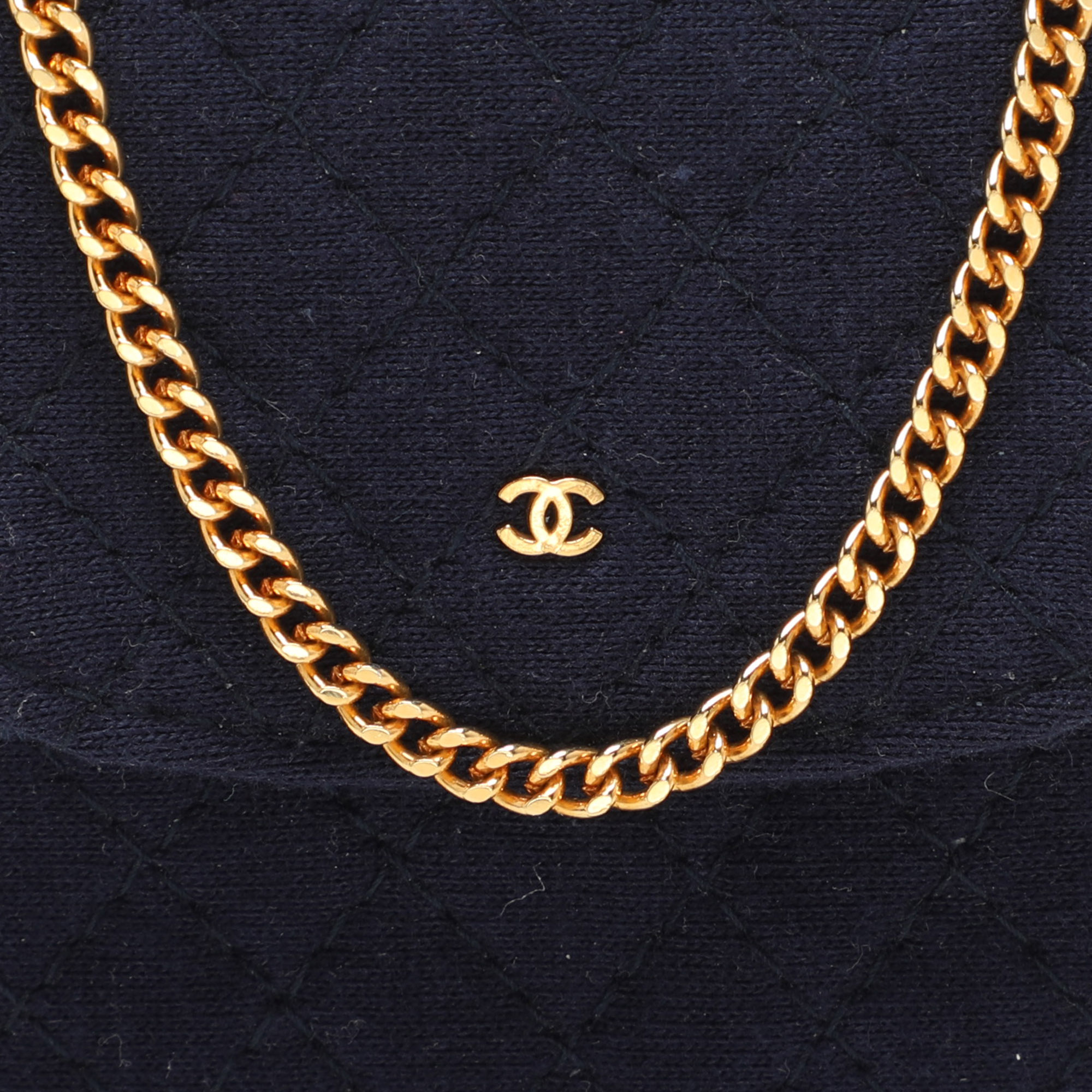 Chanel Blue Quilted Jersey Chain Pouch 