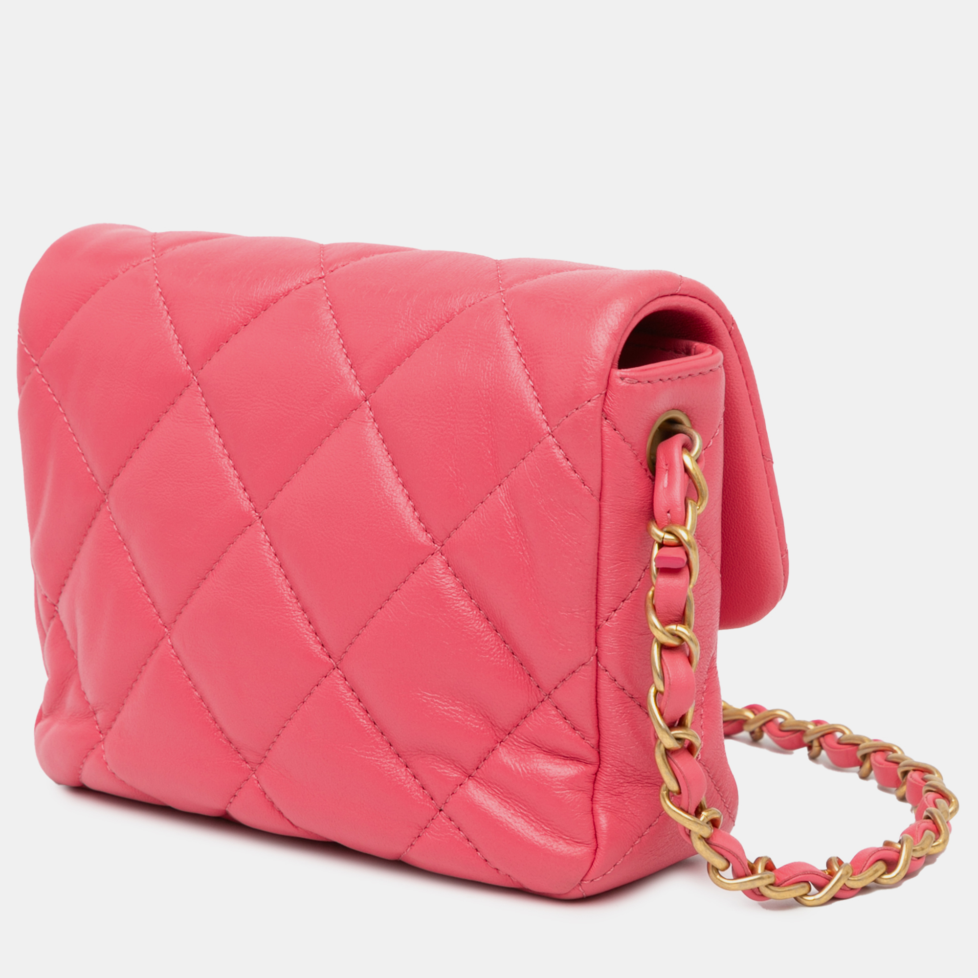 Chanel Pink Mini Quilted Lambskin Acrylic Coco Love Flap 