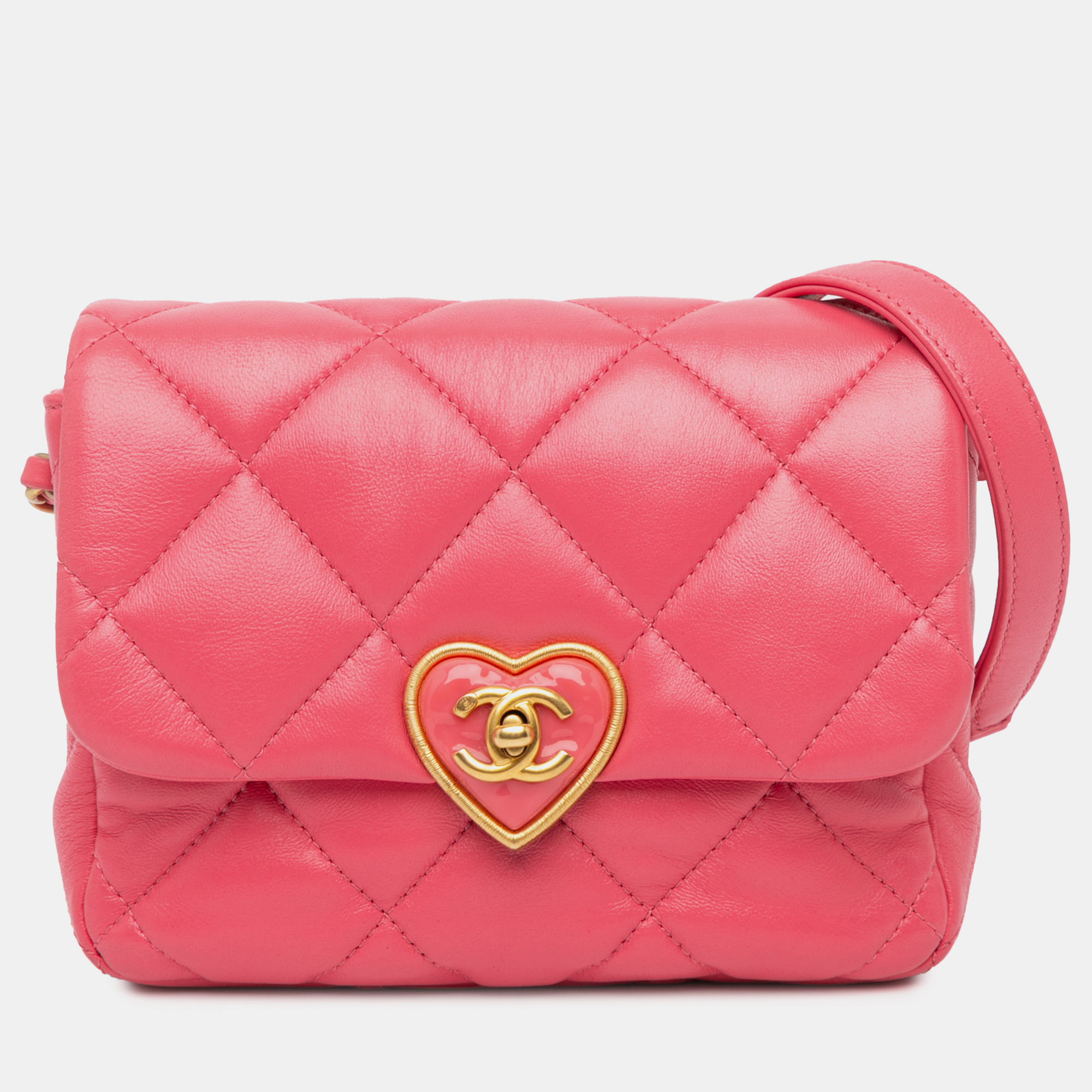 

Chanel Pink Mini Quilted Lambskin Acrylic Coco Love Flap