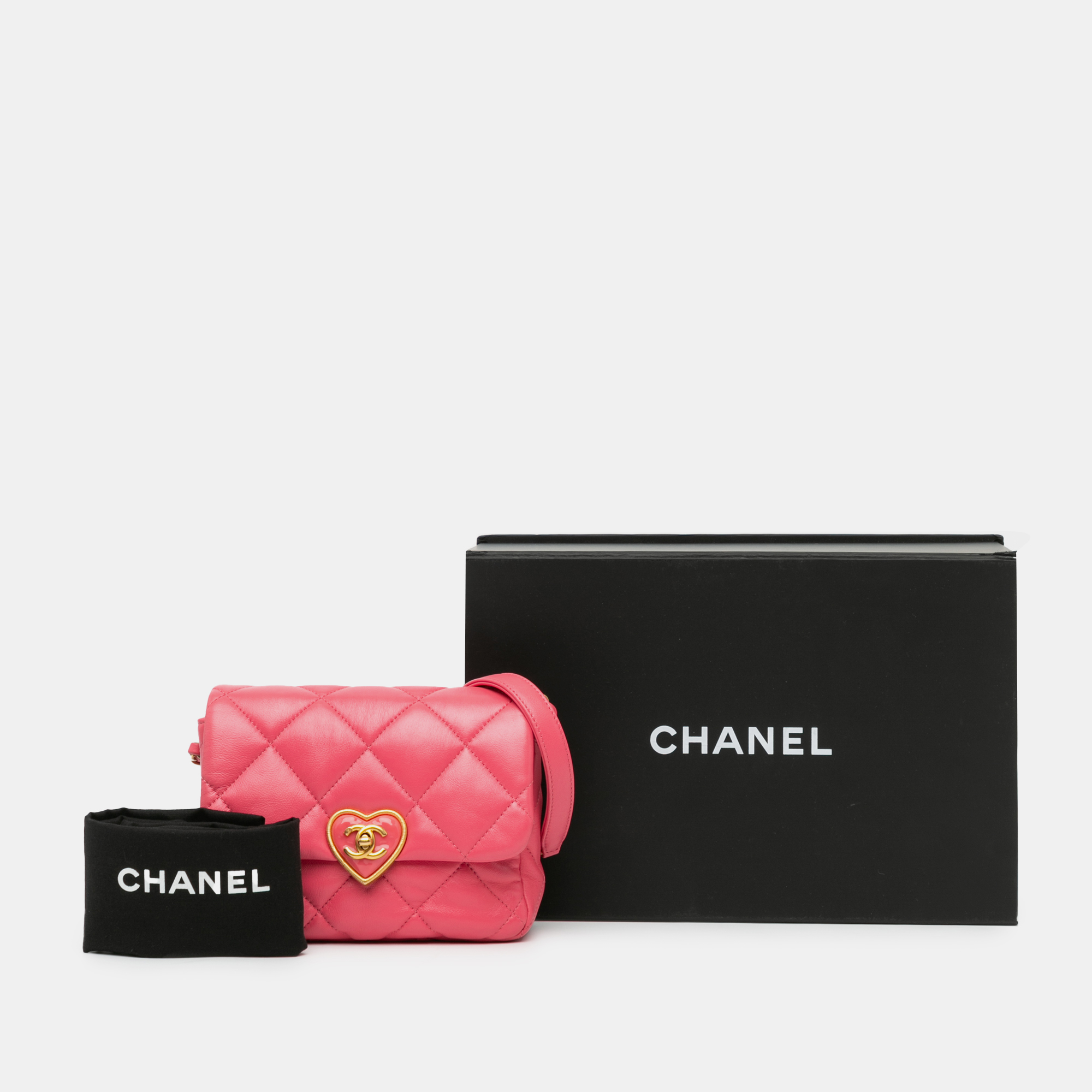 Chanel Pink Mini Quilted Lambskin Acrylic Coco Love Flap 