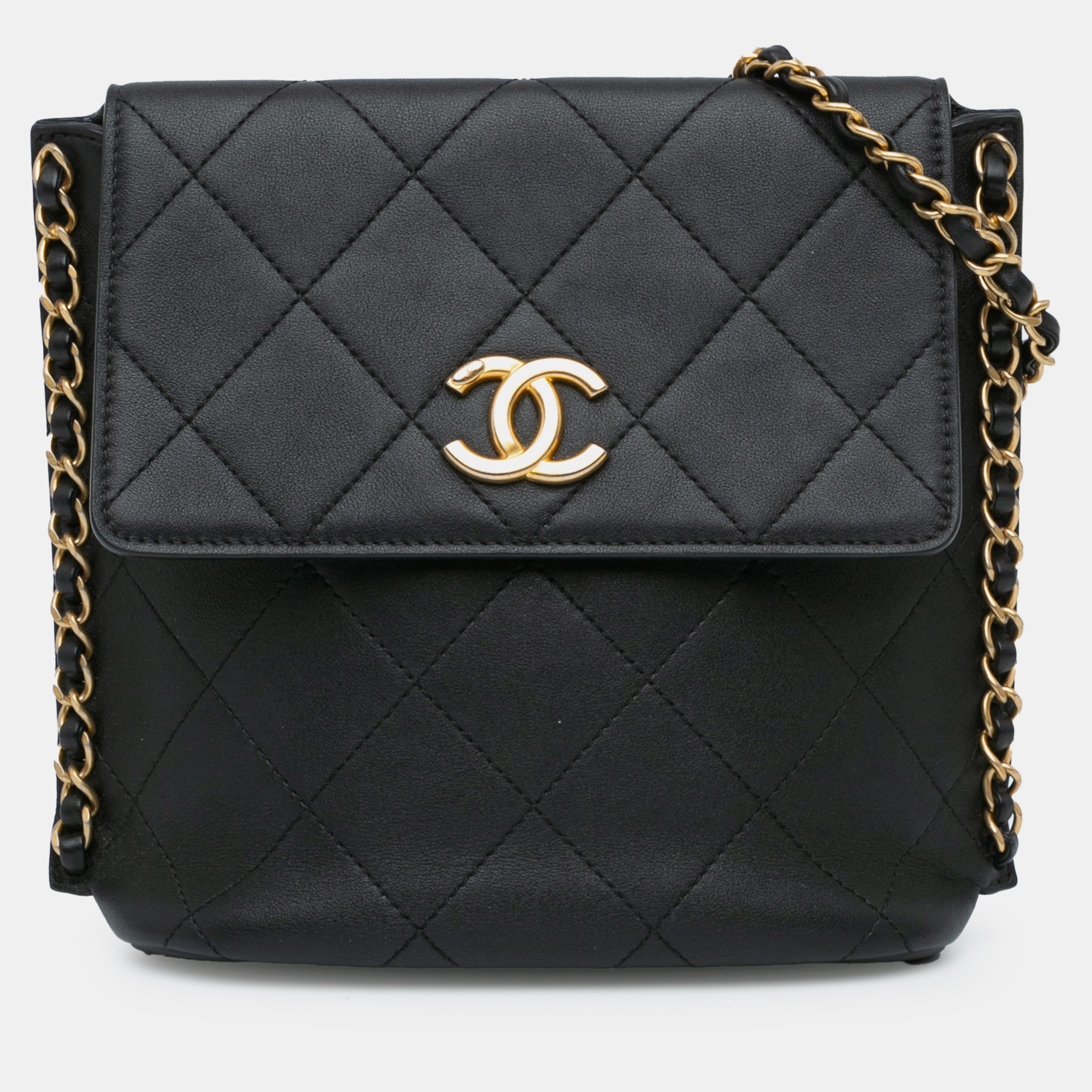 

Chanel Black Small Quilted Calfskin Chain Hobo Flap