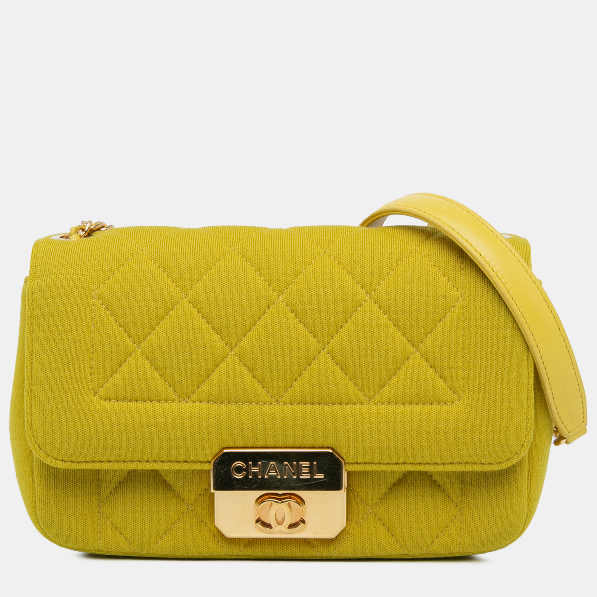 

Chanel Yellow Mini Jersey Chic With Me Flap