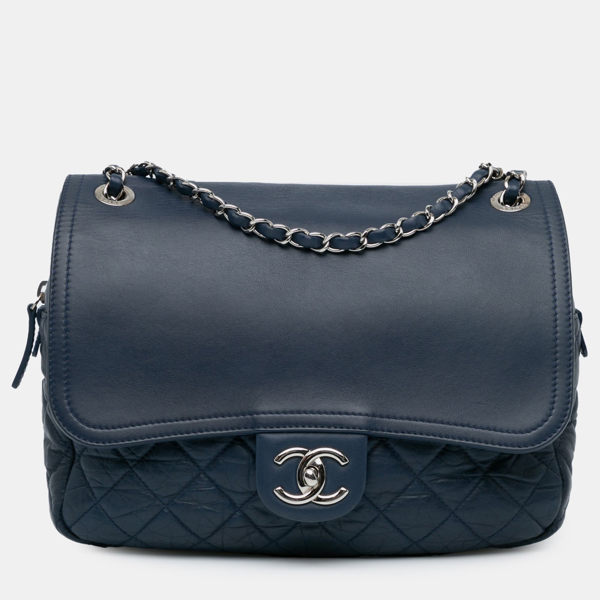 

Chanel Navy Blue Quilted Calfskin Easy Zip Flap