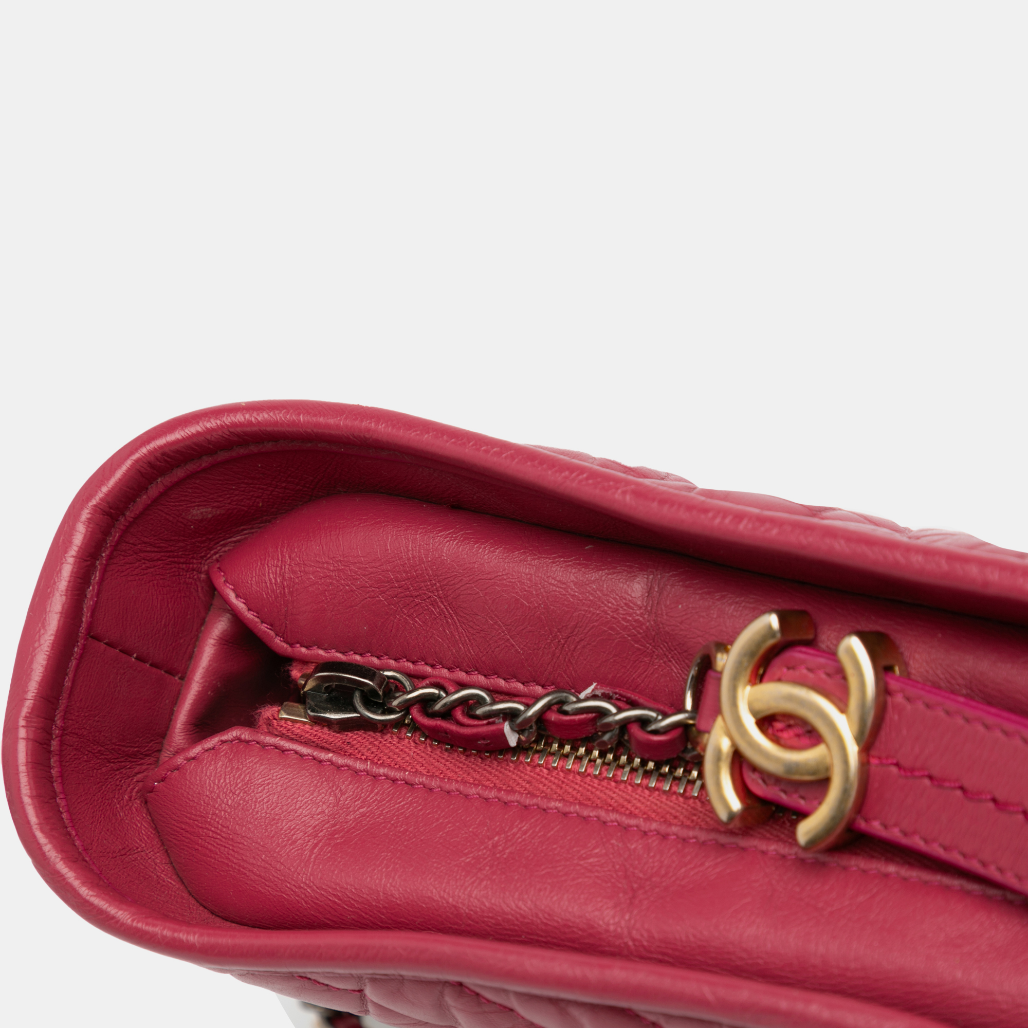 Chanel Red Small Chevron Aged Calfskin Gabrielle Crossbody 
