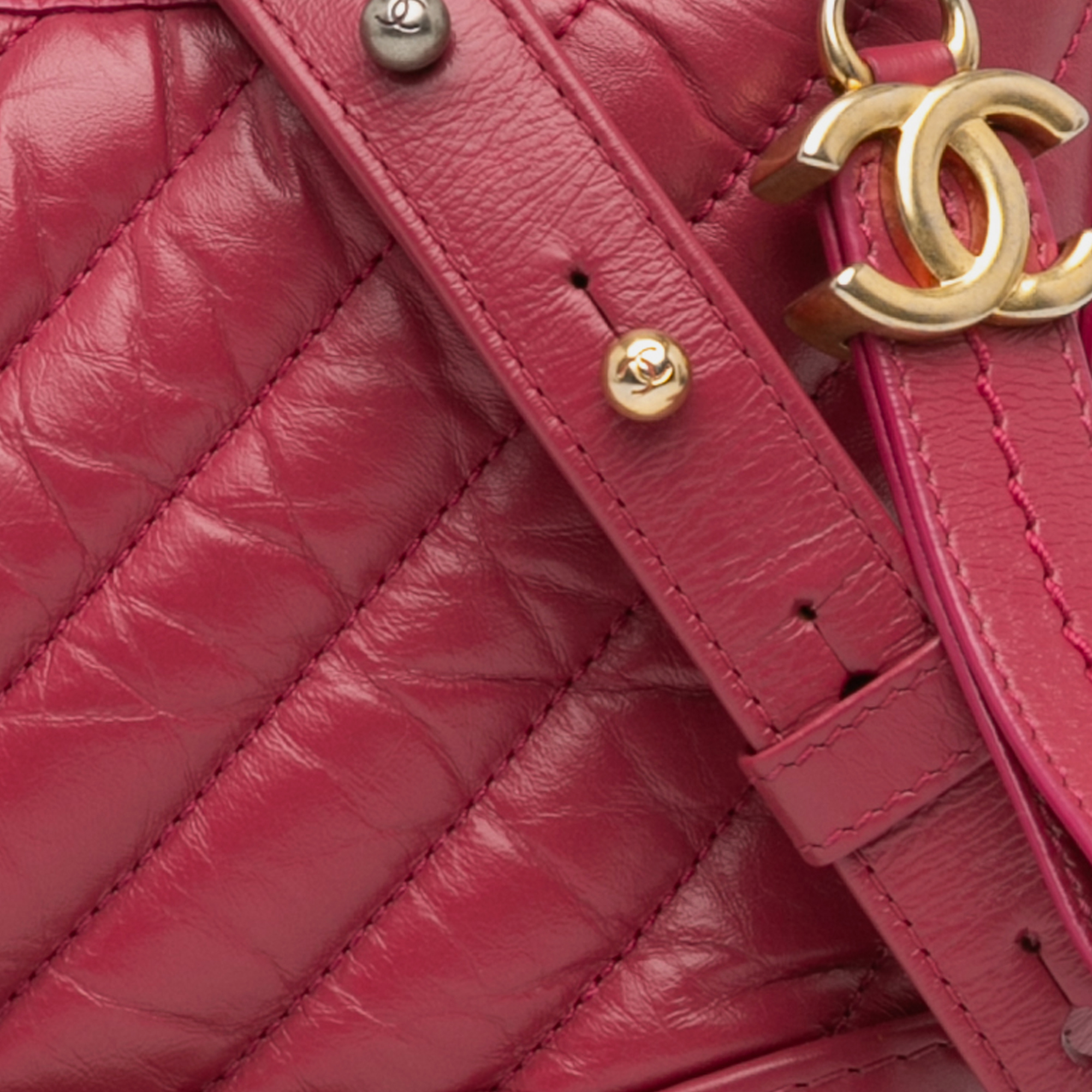 Chanel Red Small Chevron Aged Calfskin Gabrielle Crossbody 