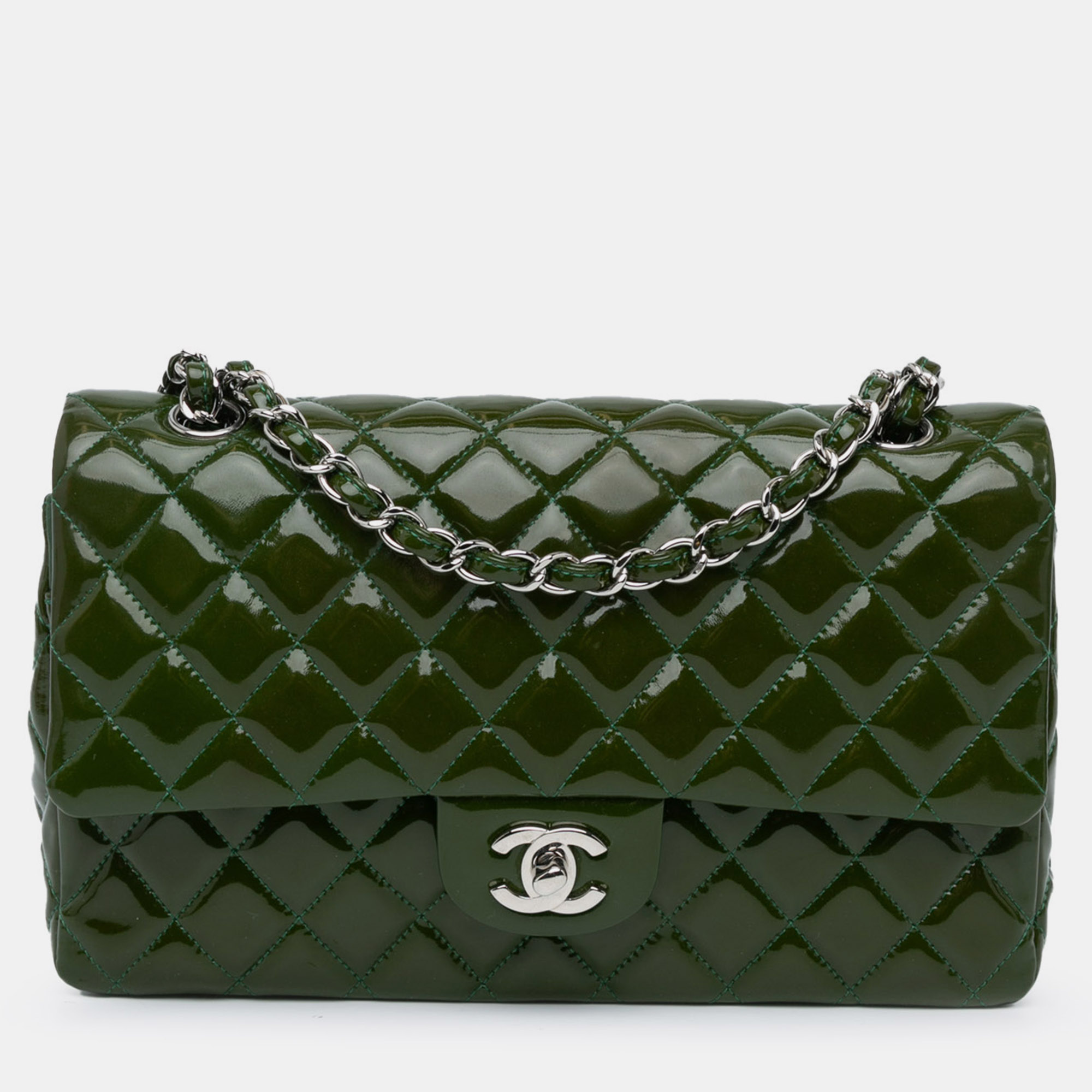 

Chanel Green Medium Classic Patent Double Flap