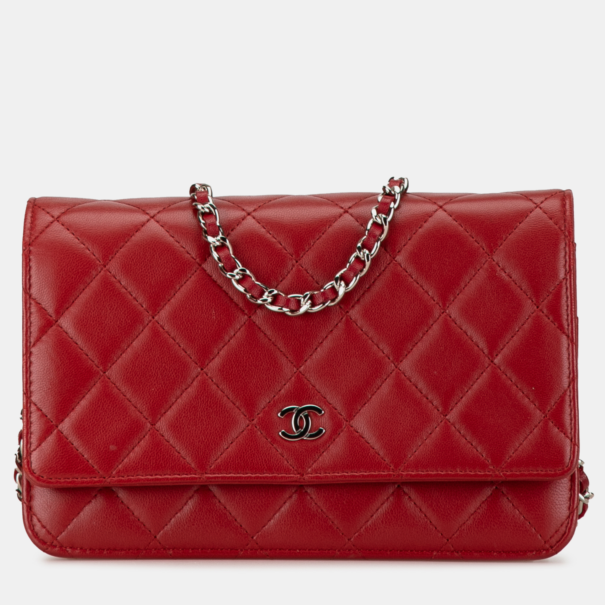 

Chanel Red Classic Lambskin Wallet on Chain