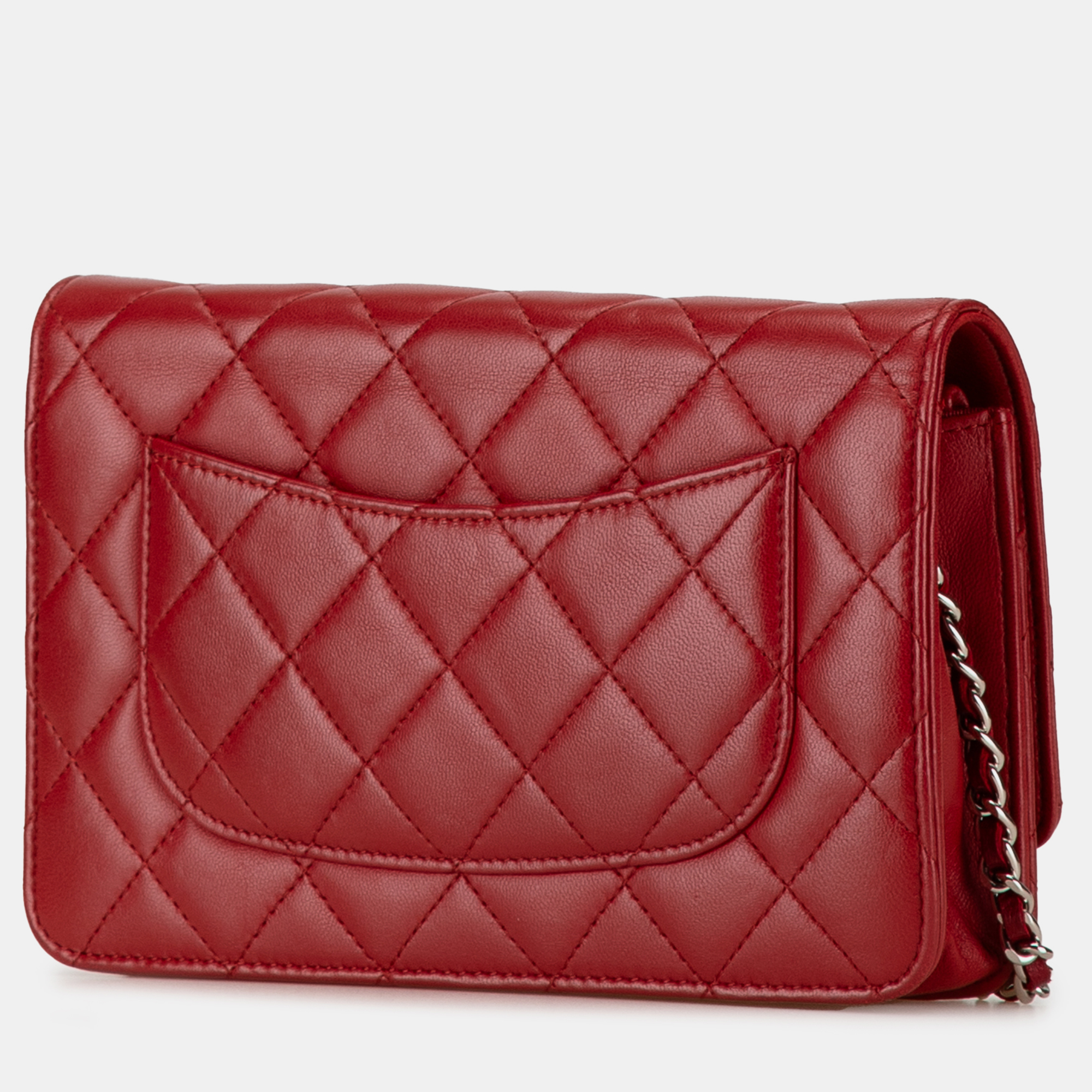 Chanel Red Classic Lambskin Wallet on Chain 