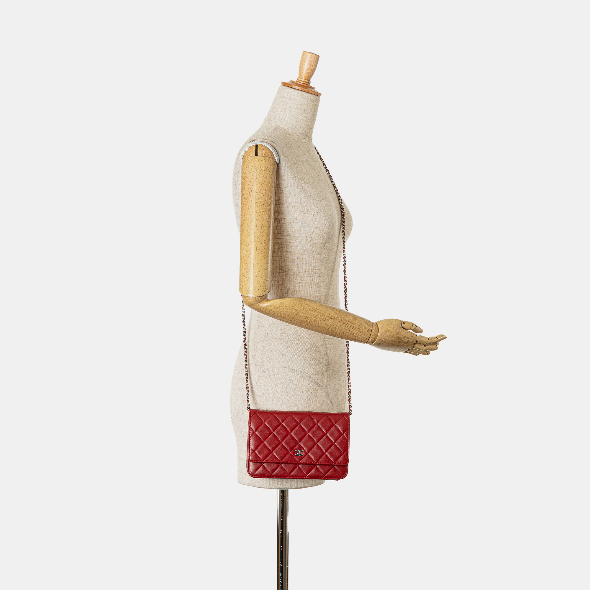 Chanel Red Classic Lambskin Wallet on Chain 