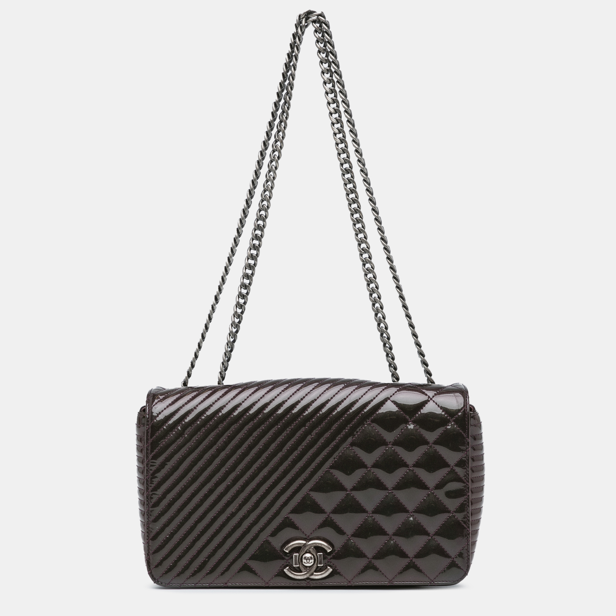 

Chanel Purple Medium Patent Coco Boy Flap