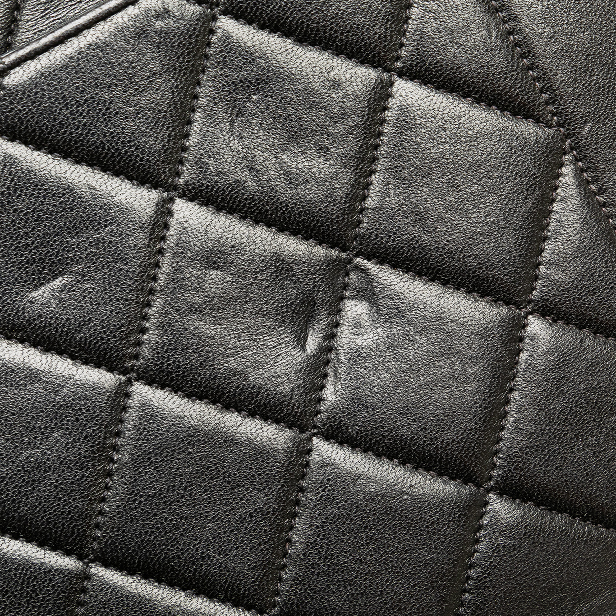 Chanel Black Medium Quilted Lambskin Border Single Flap 