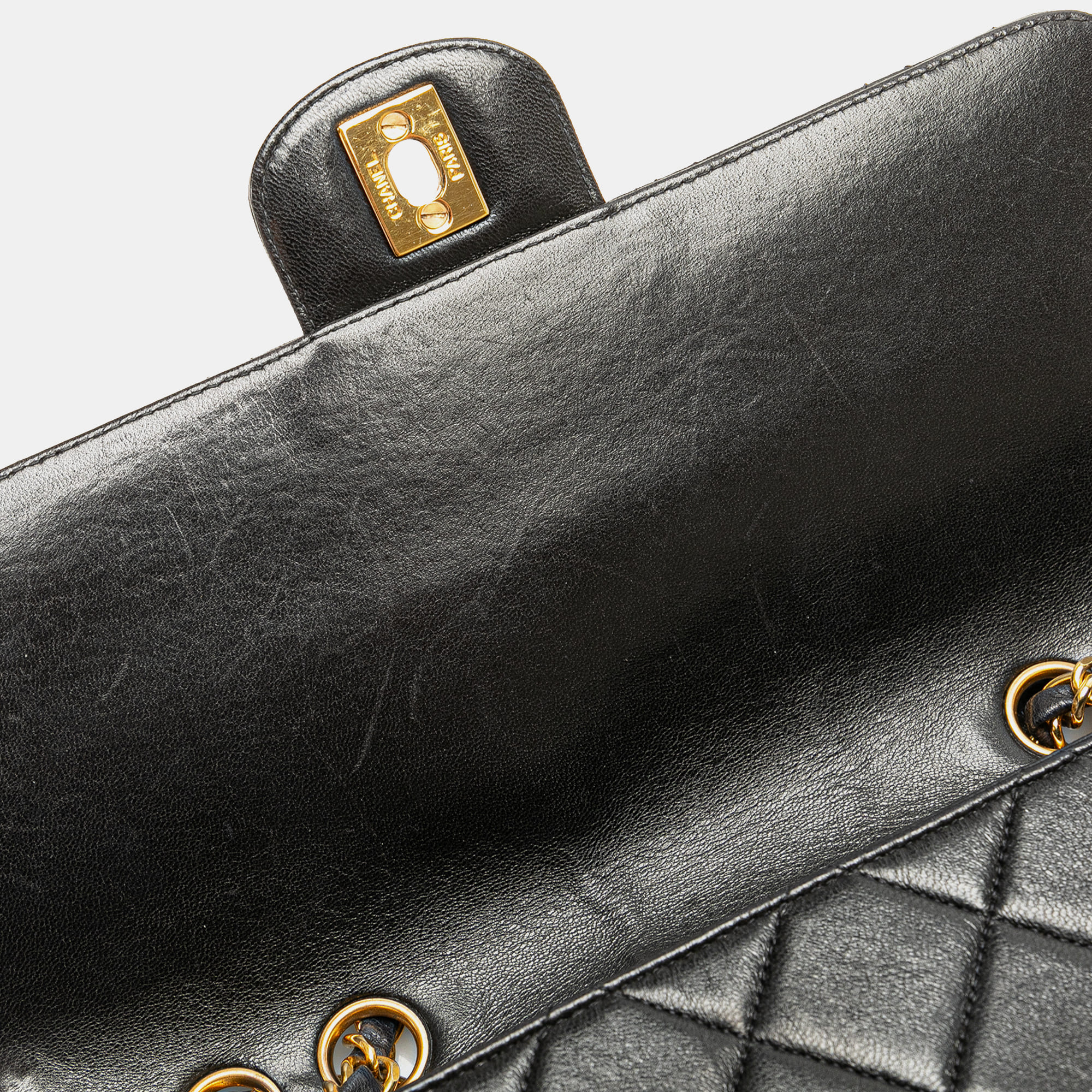 Chanel Black Medium Quilted Lambskin Border Single Flap 