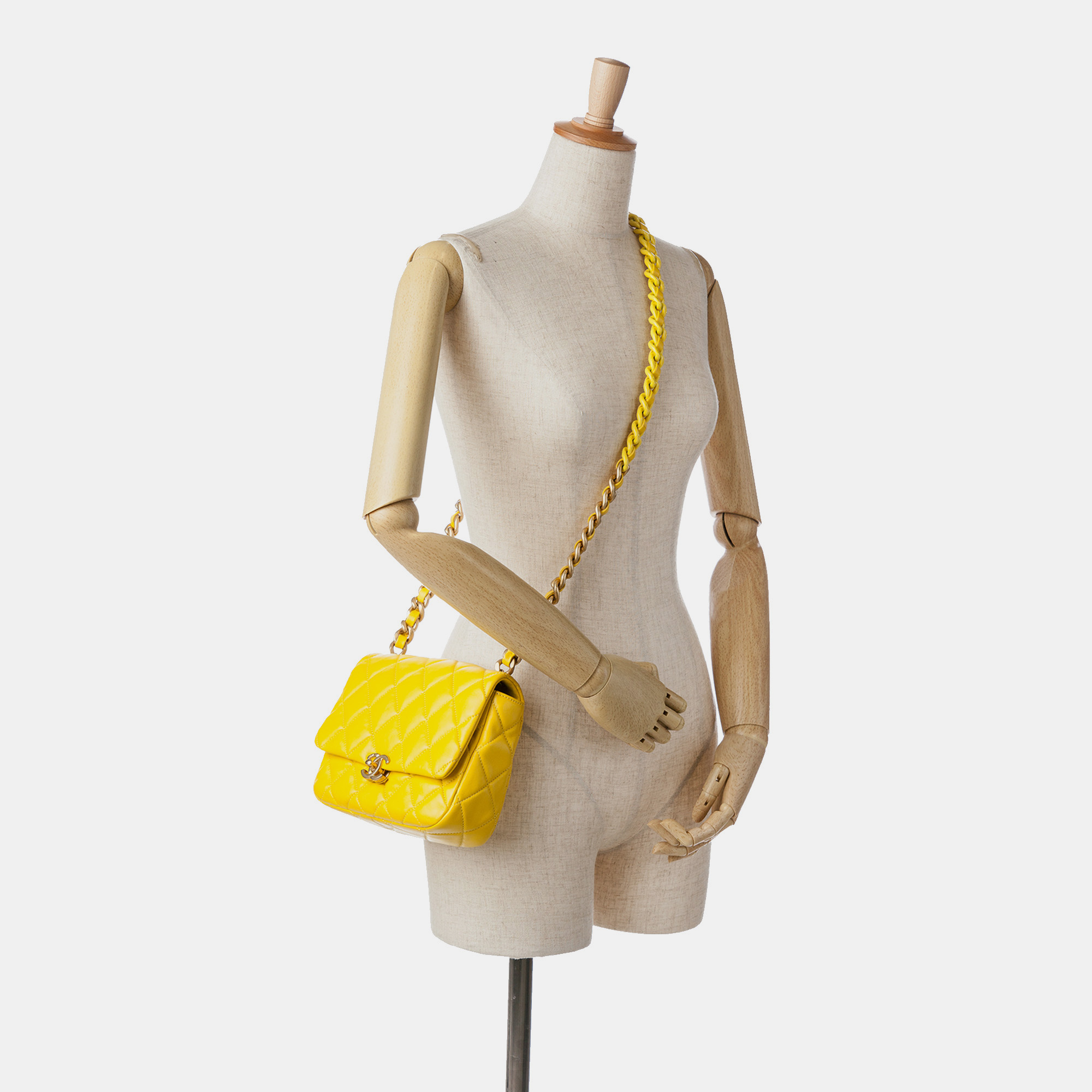 Chanel Yellow Small Quilted Lambskin Candy Chain Flap 