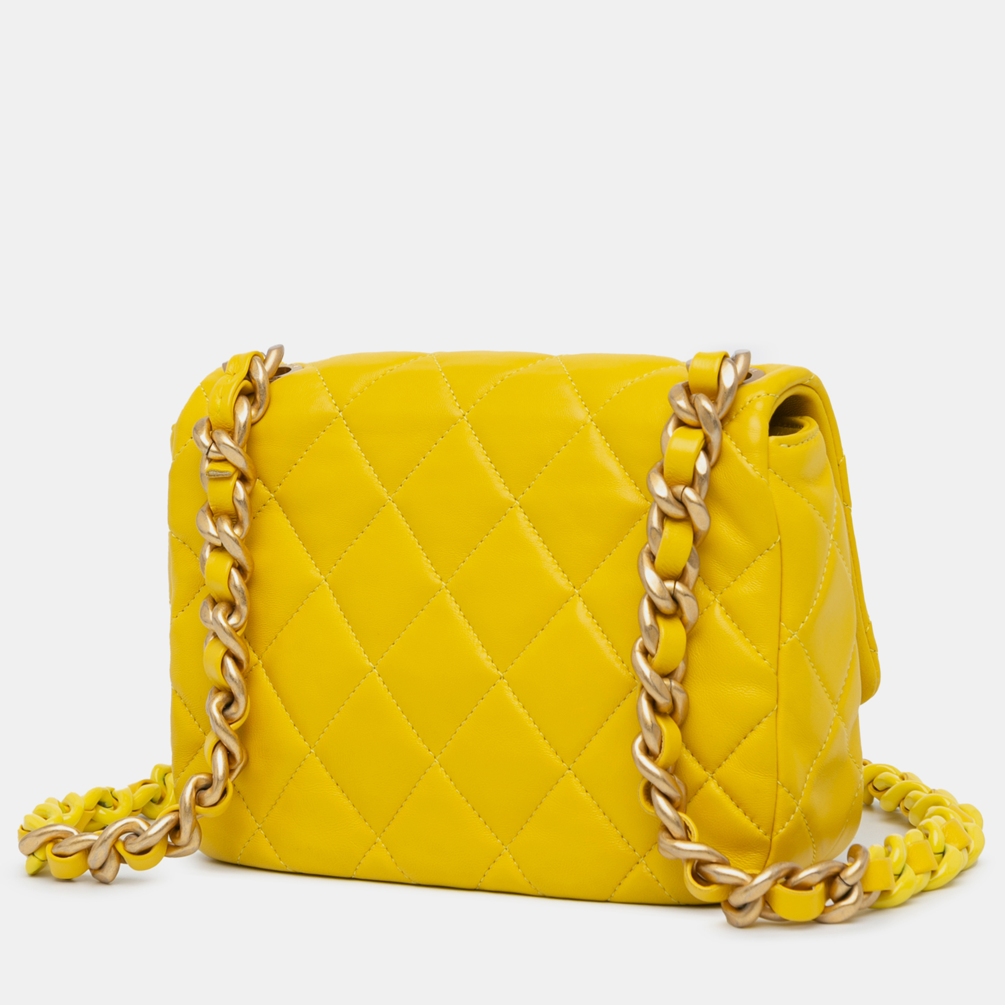 Chanel Yellow Small Quilted Lambskin Candy Chain Flap 
