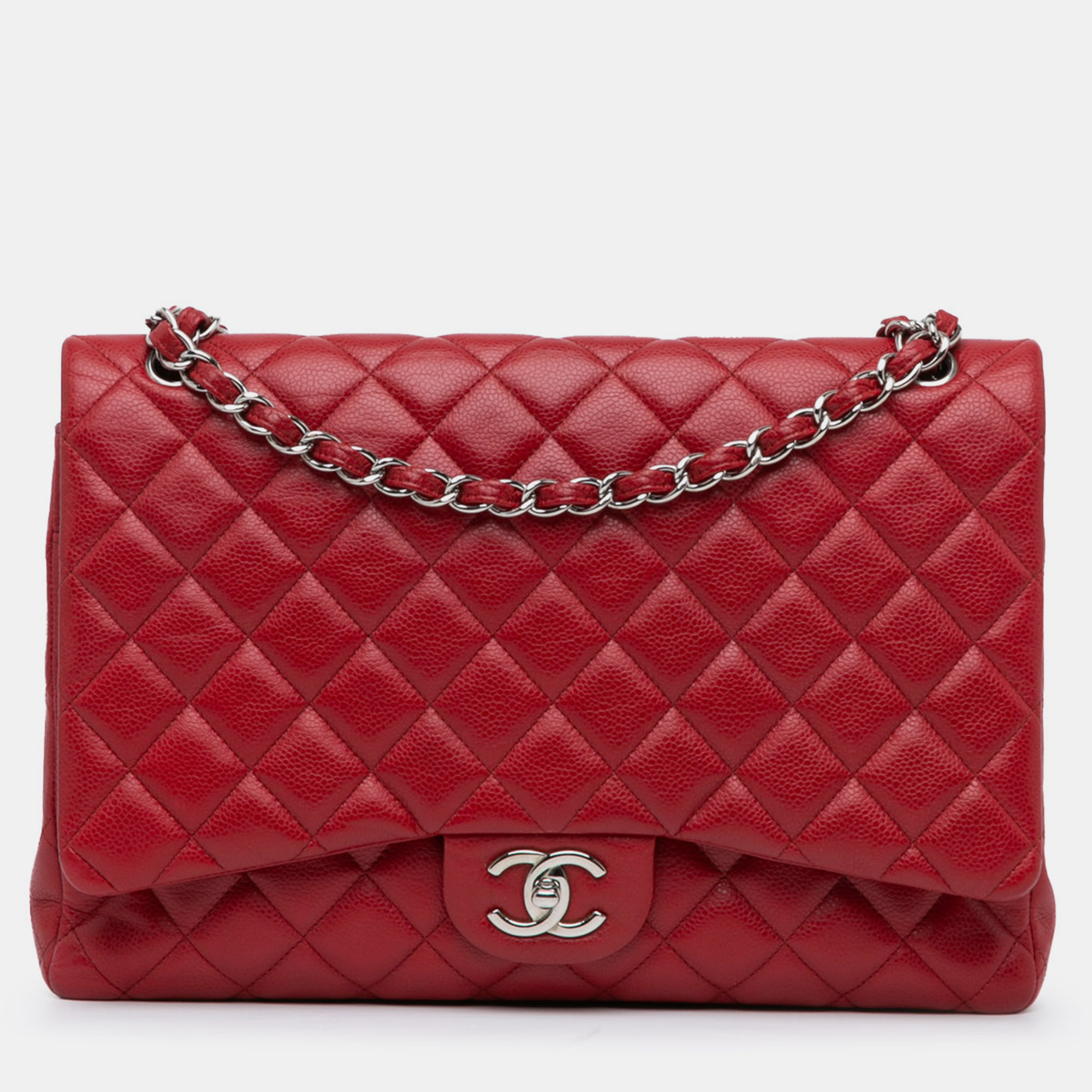 

Chanel Red Maxi Classic Caviar Double Flap