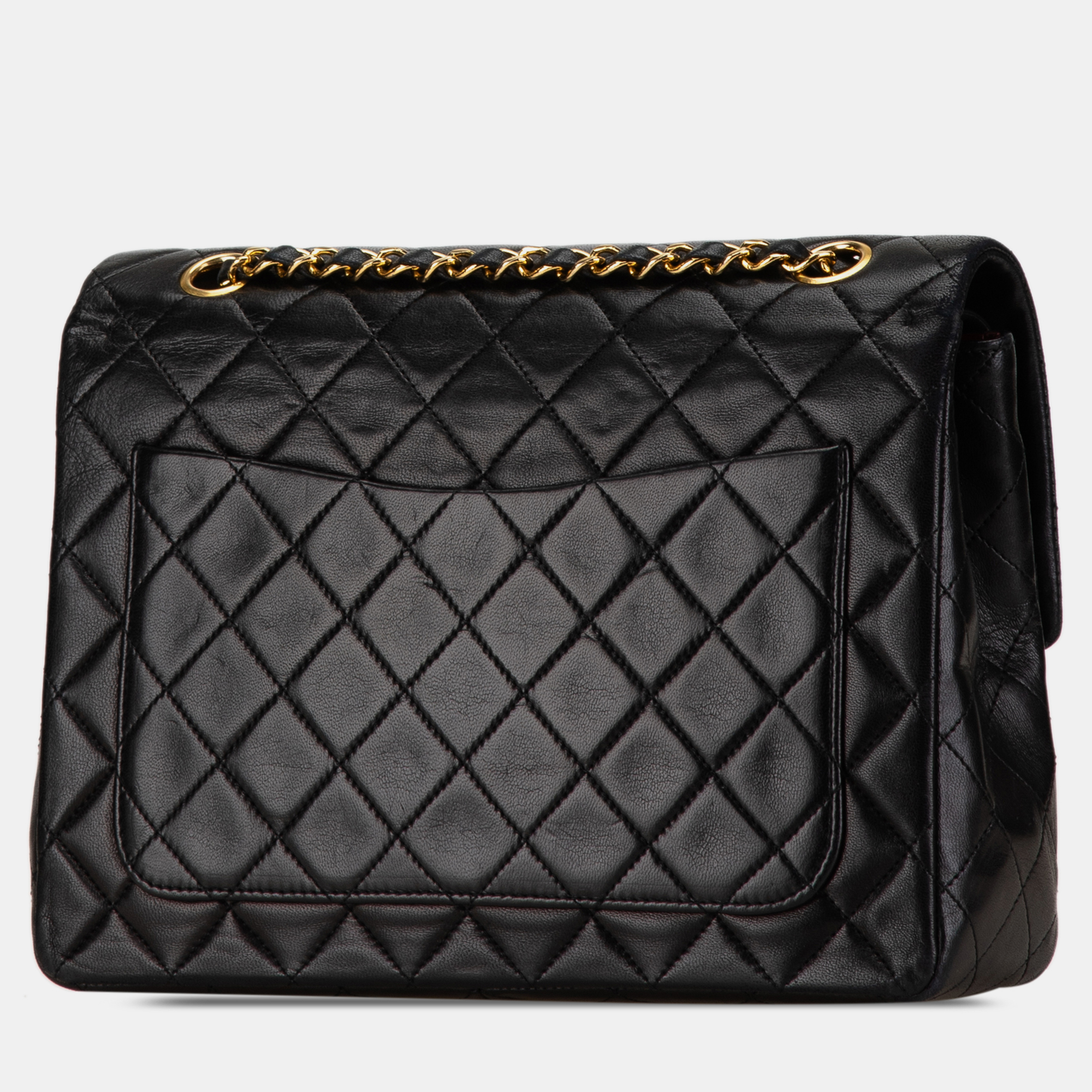 Chanel Black Medium Tall Classic Lambskin Double Flap 