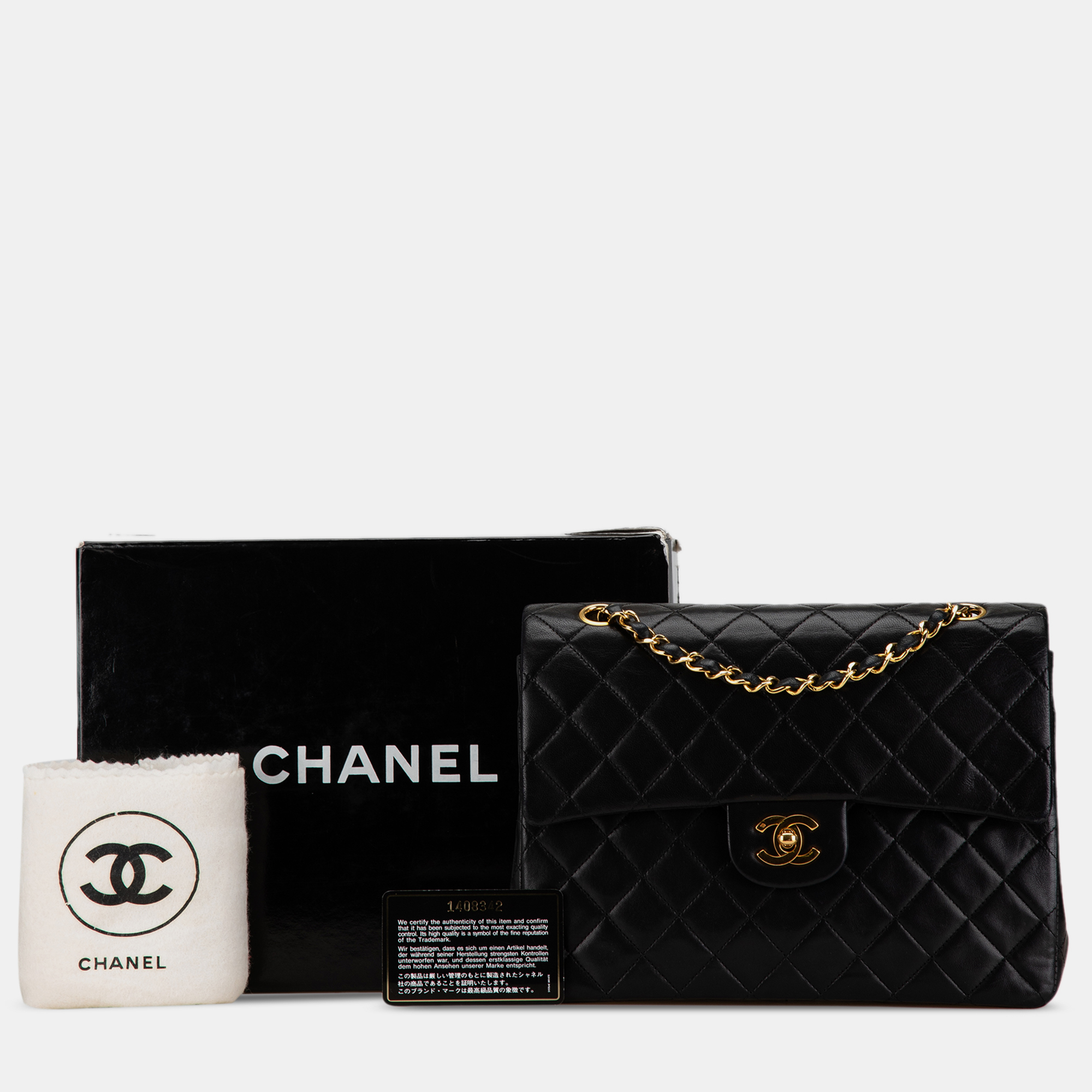 Chanel Black Medium Tall Classic Lambskin Double Flap 