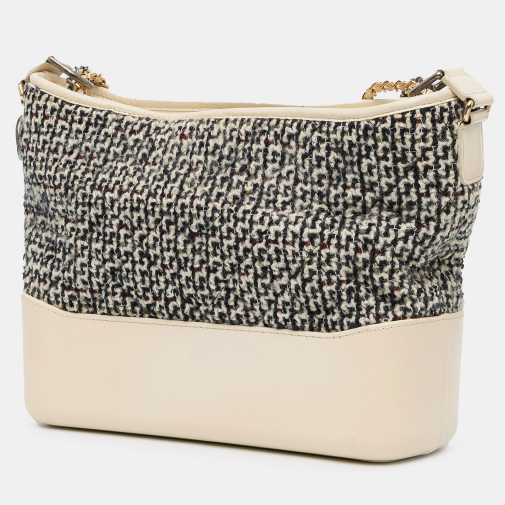 Chanel Navy Blue White Medium Tweed and Lambskin Gabrielle Crossbody 