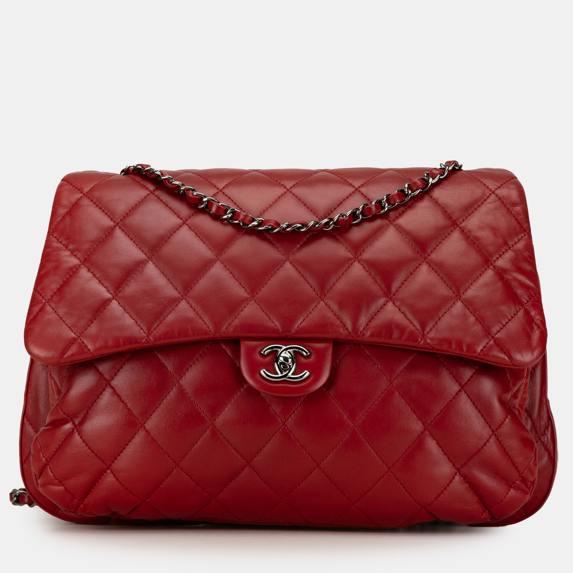 

Chanel Red Maxi Lambskin 3 Accordion Flap