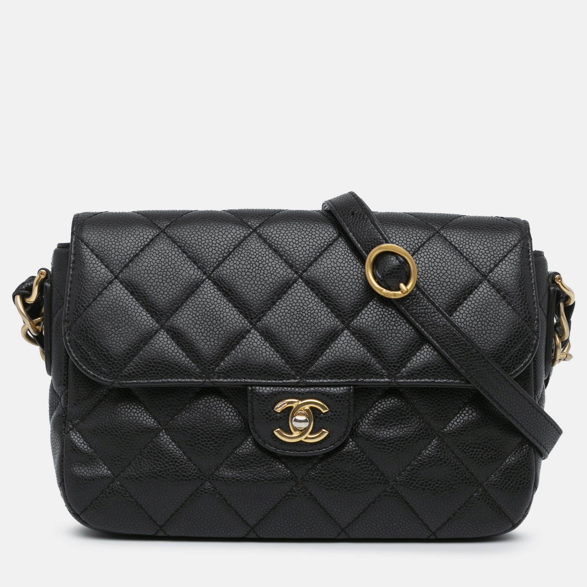 

Chanel Black Quilted Caviar Single Flap