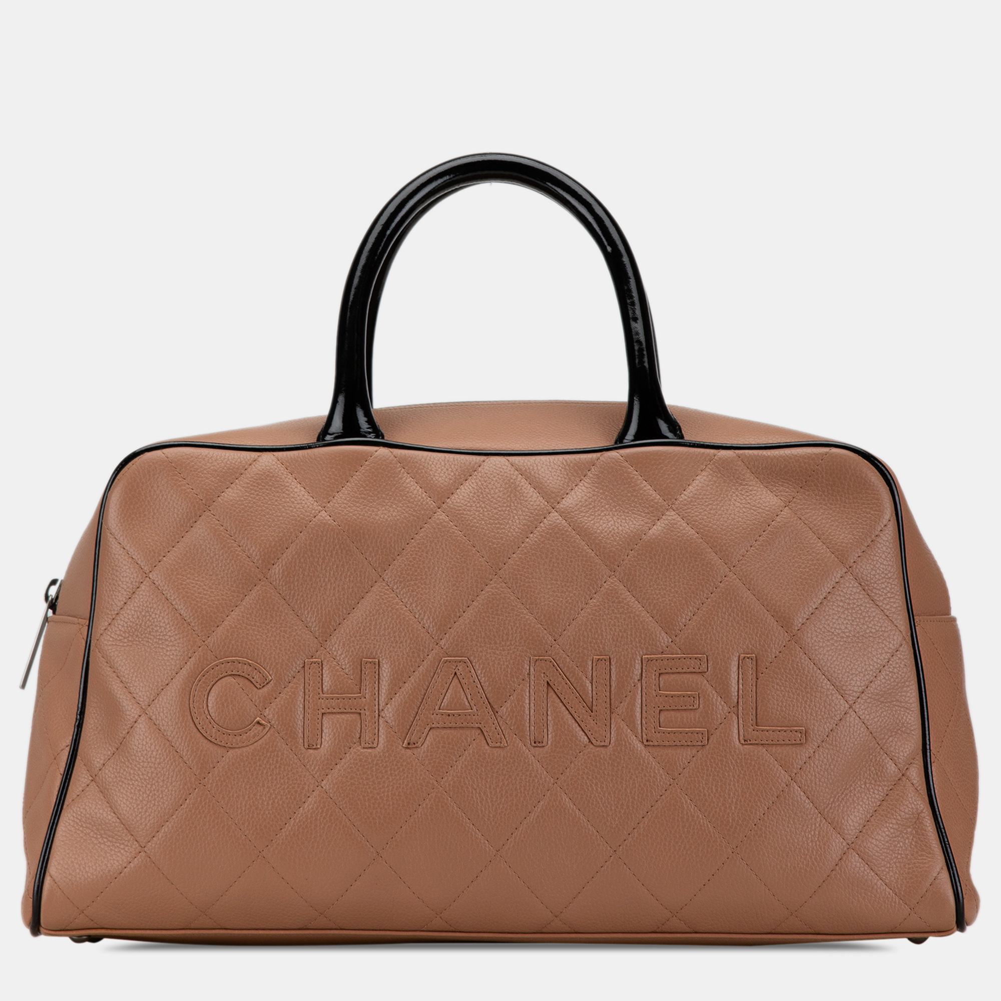 

Chanel Brown Large Quilted Grained Calfskin Bowler Handbag