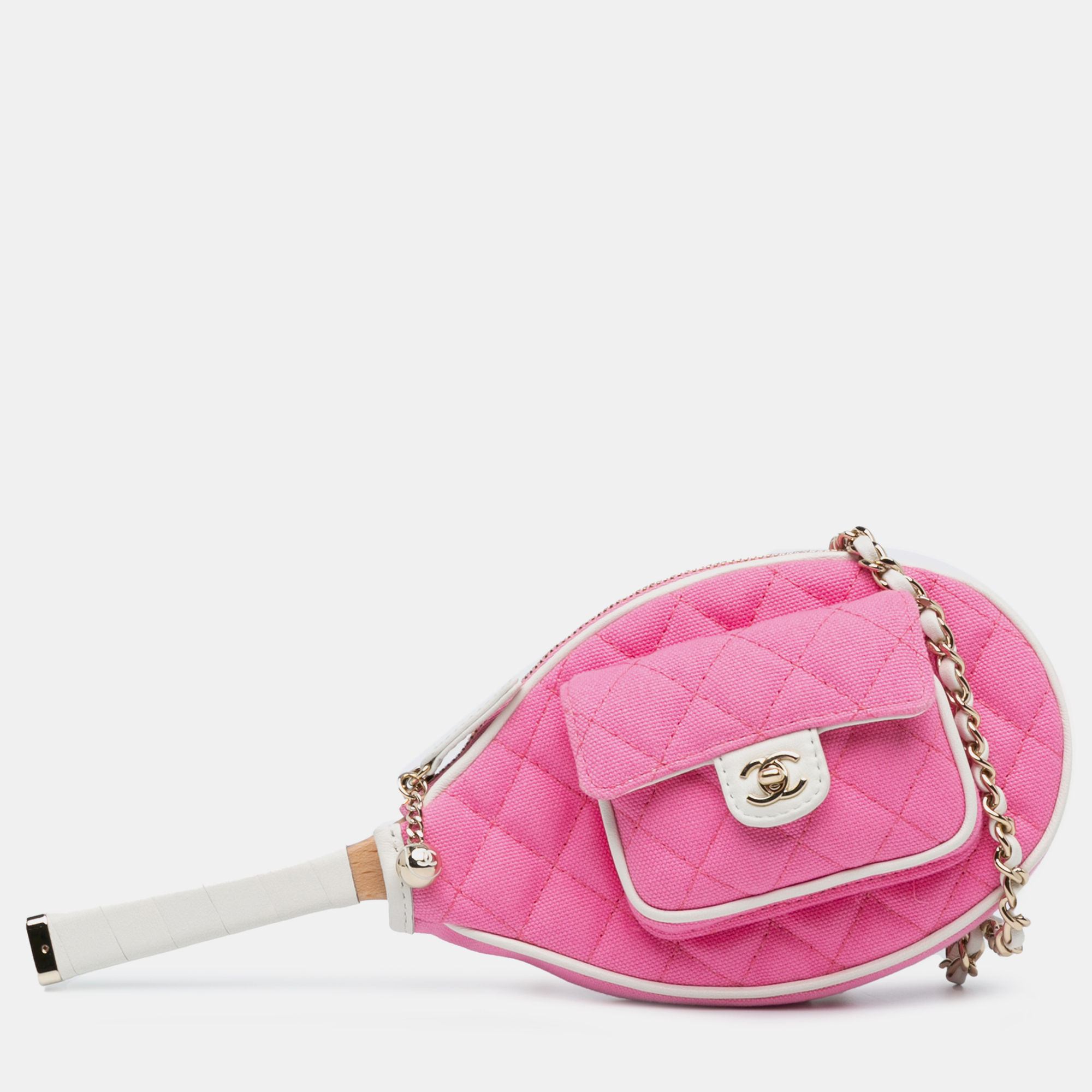 

Chanel Pink Canvas Tennis Racket Mirror and Crossbody Set