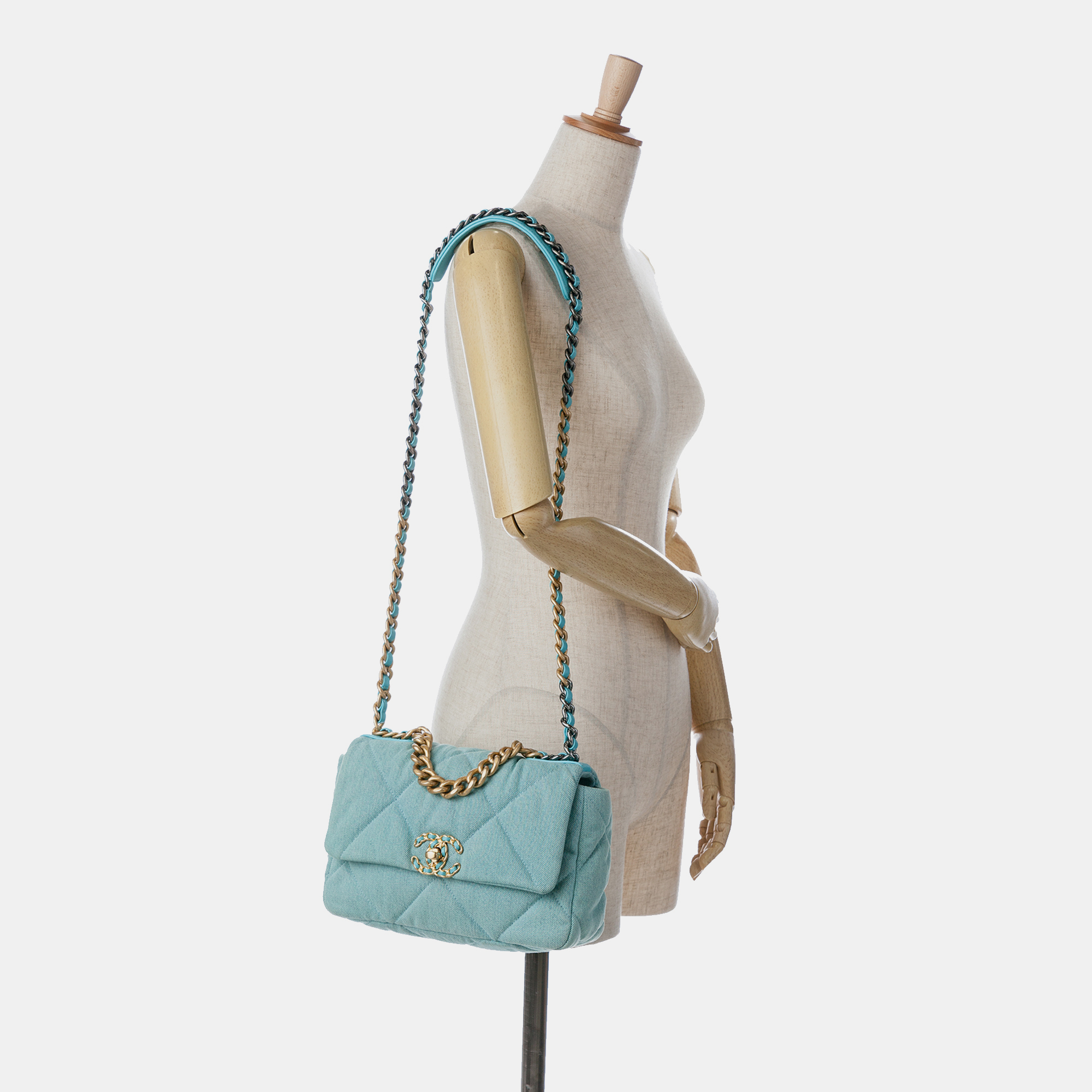 Chanel Blue Medium Denim 19 Flap 