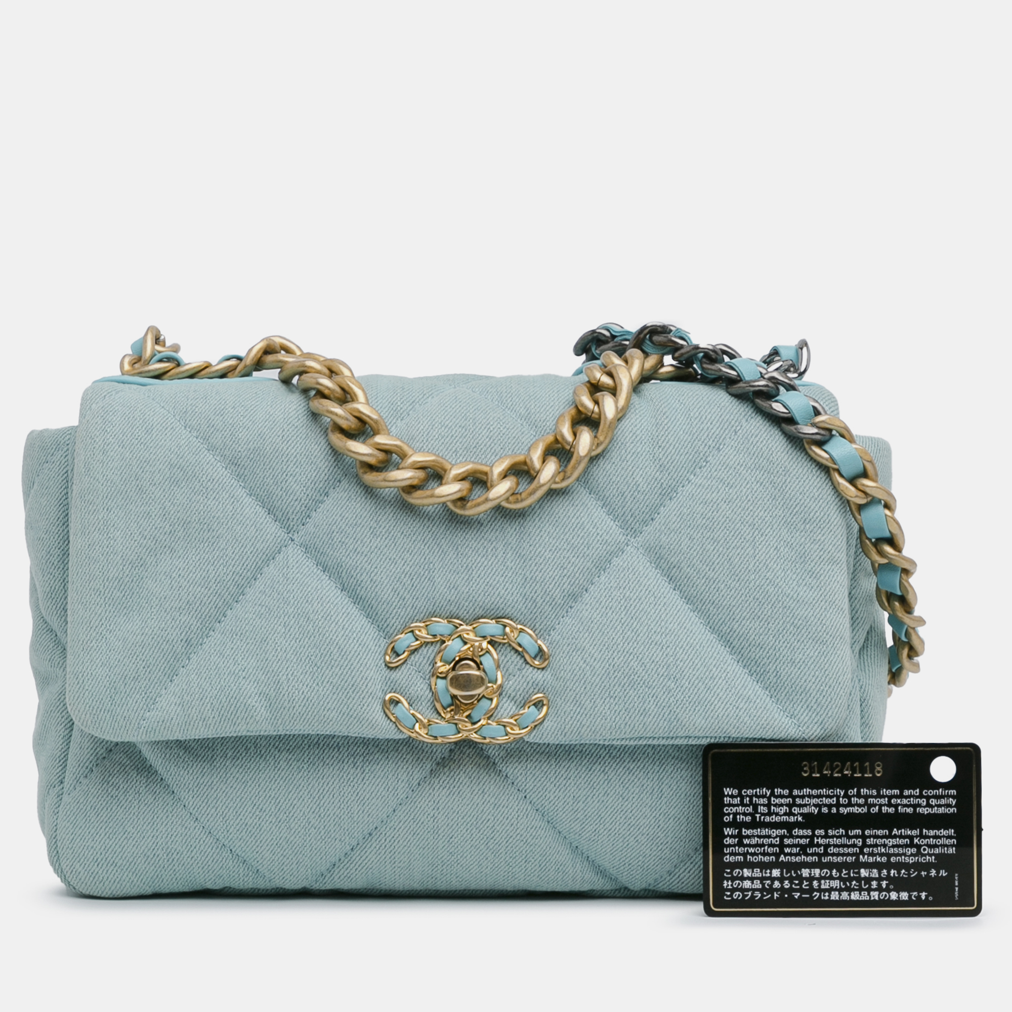 Chanel Blue Medium Denim 19 Flap 