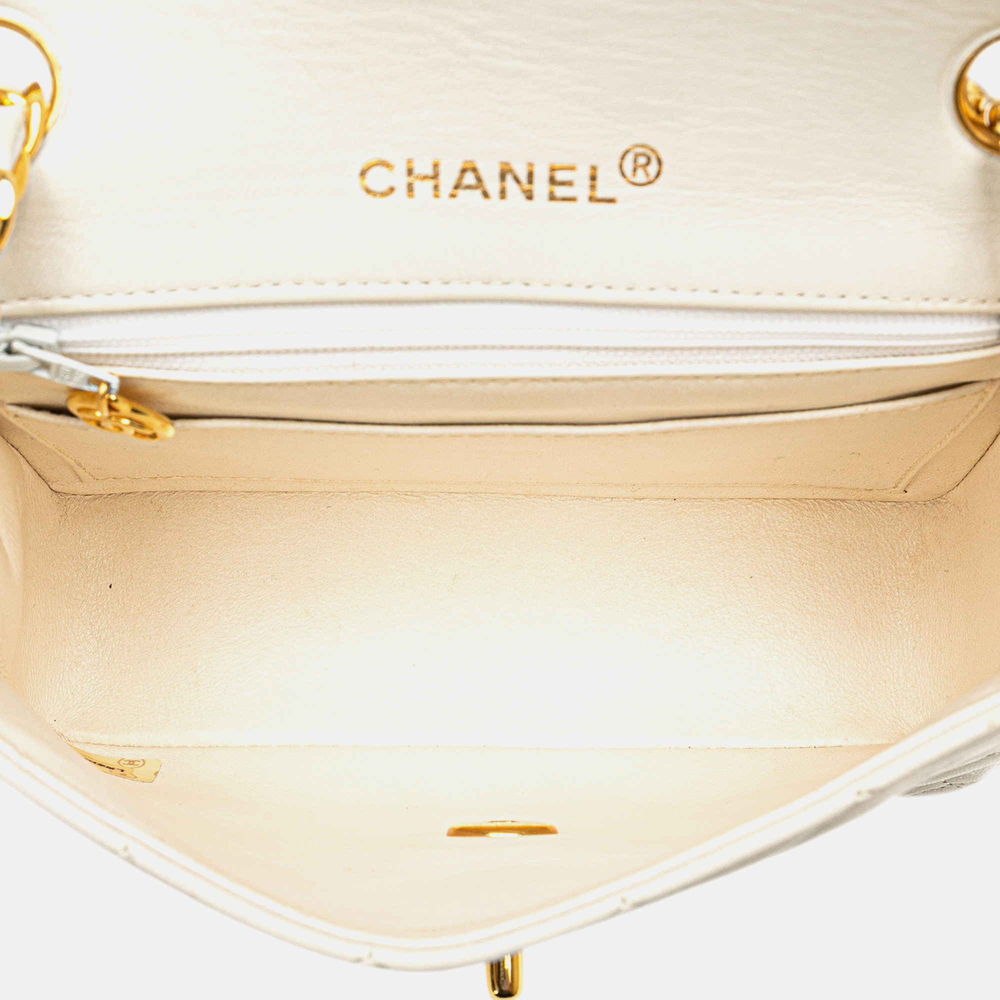 Chanel White Mini Square Classic Lambskin Single Flap 