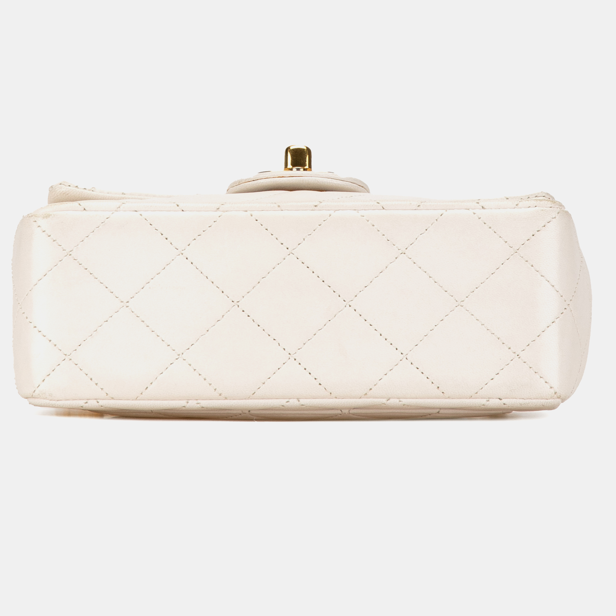 Chanel White Mini Square Classic Lambskin Single Flap 