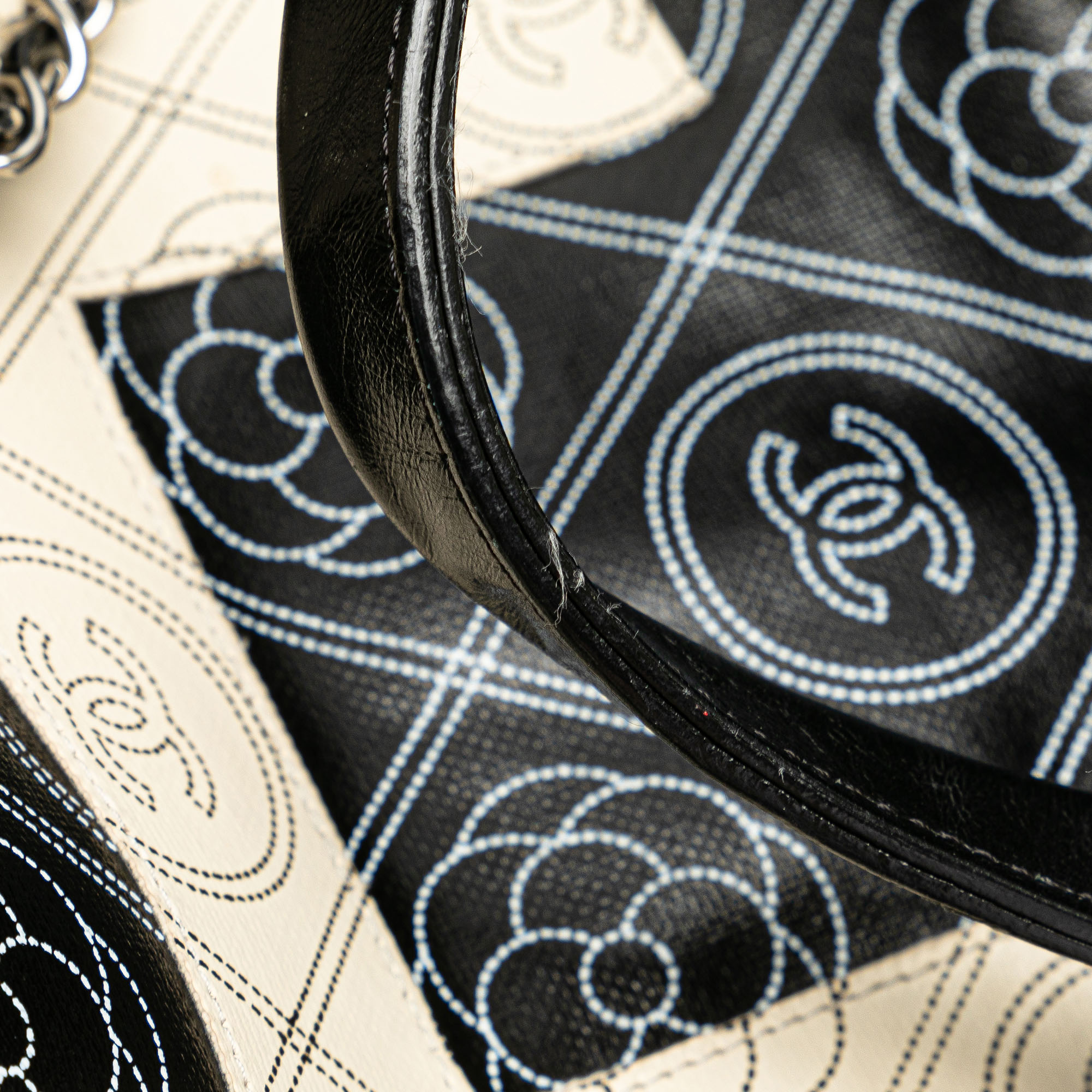 Chanel Black Brown Coated Canvas Camellia Logo Deauville Shopping Tote 