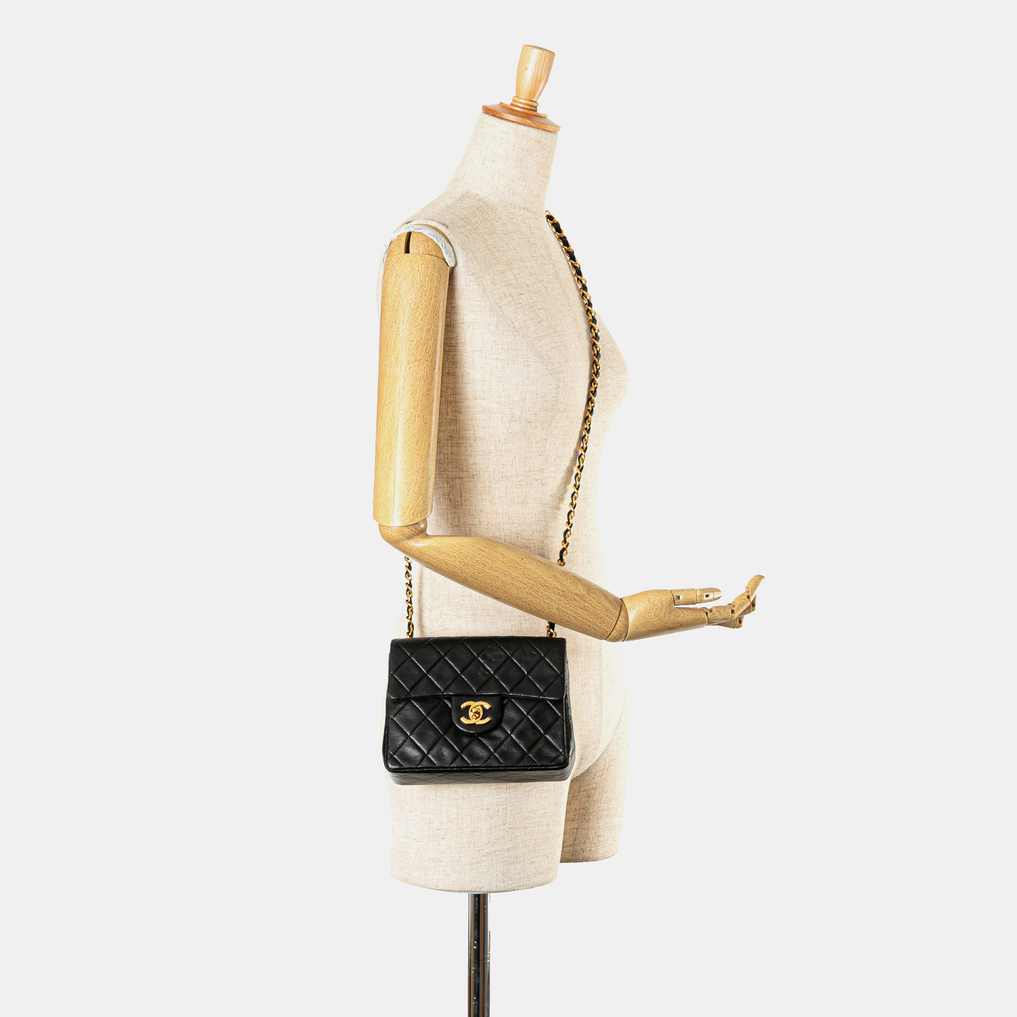 Chanel Black Mini Square Classic Lambskin Flap 