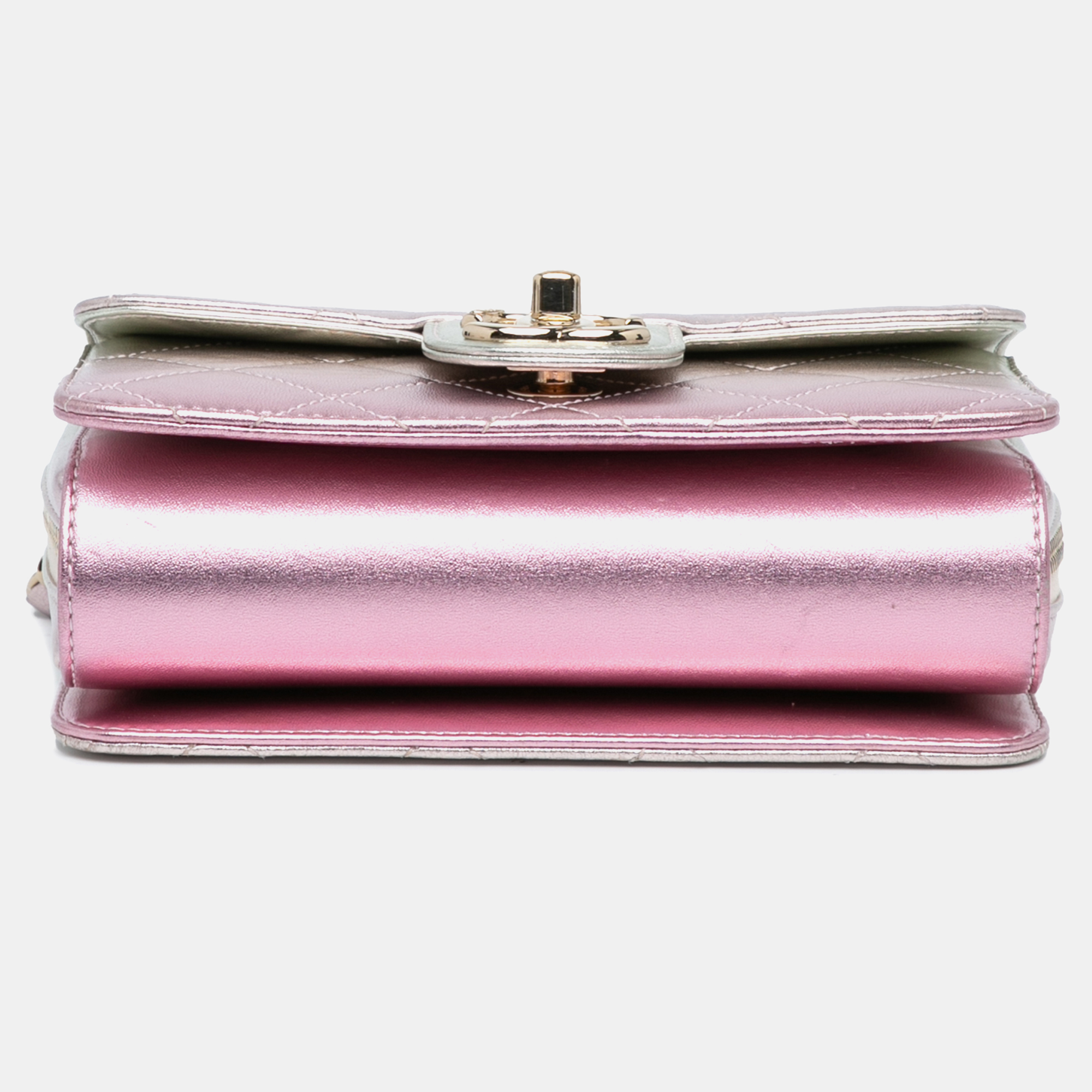 Chanel Pink Mini Metallic Lambskin Like a Wallet Flap Bag 