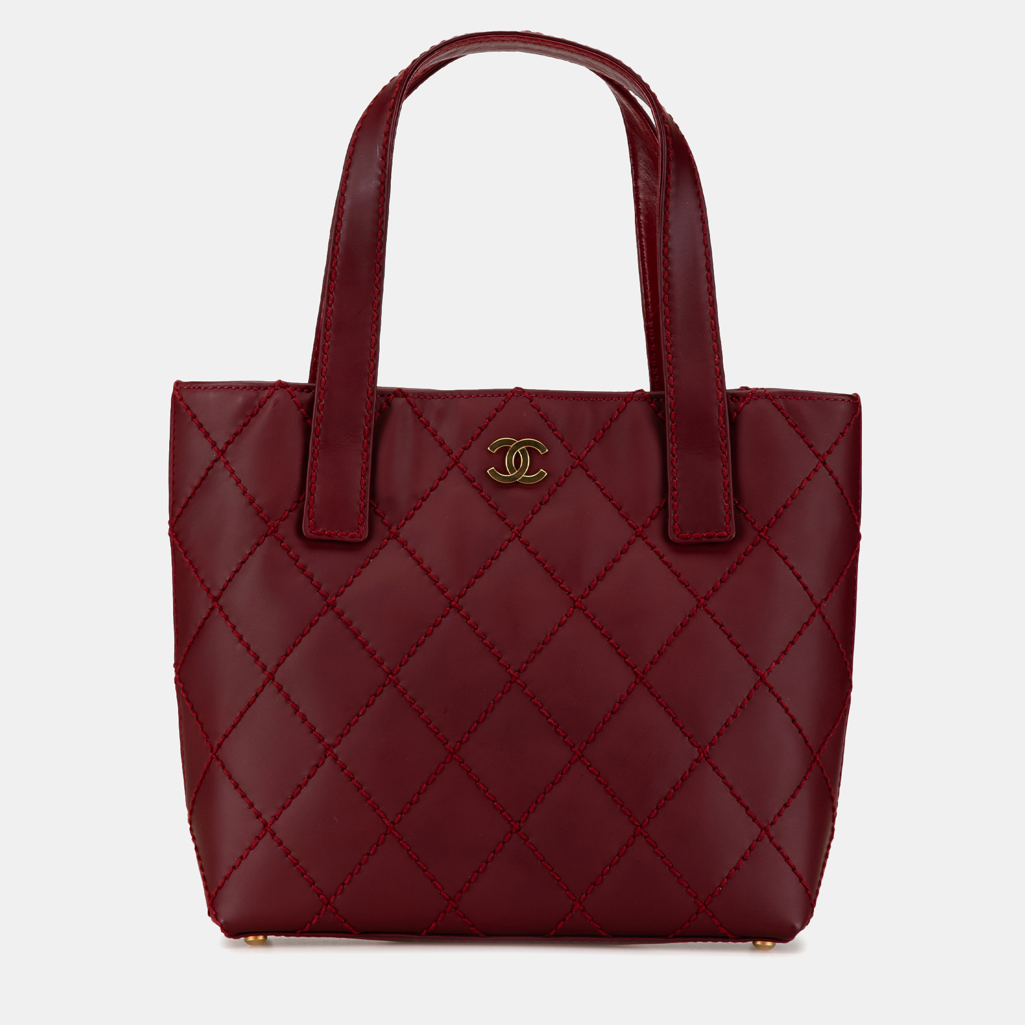 

Chanel Burgundy CC Lambskin Wild Stitch Handbag