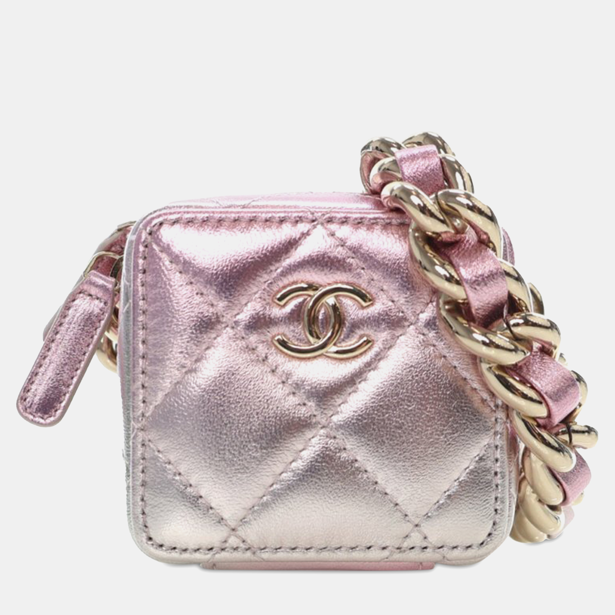 

Chanel Pink Mini Metallic Lambskin Coco Punk Cube Bag